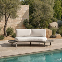 LOUNGESOFA - Aluminium / Polyester - Grau - Grau, Holz/Textil (230/64/98cm) - home24