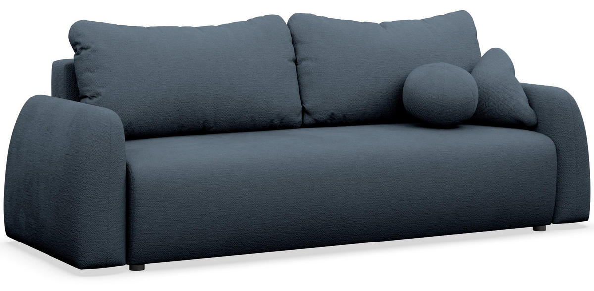 3-SITZER SOFA Nubelle dunkelblau Chenille-Bezug, wasserabweisend - Schwarz/Dunkelblau, Kunststoff/Textil (244/85/93cm) - Selsey
