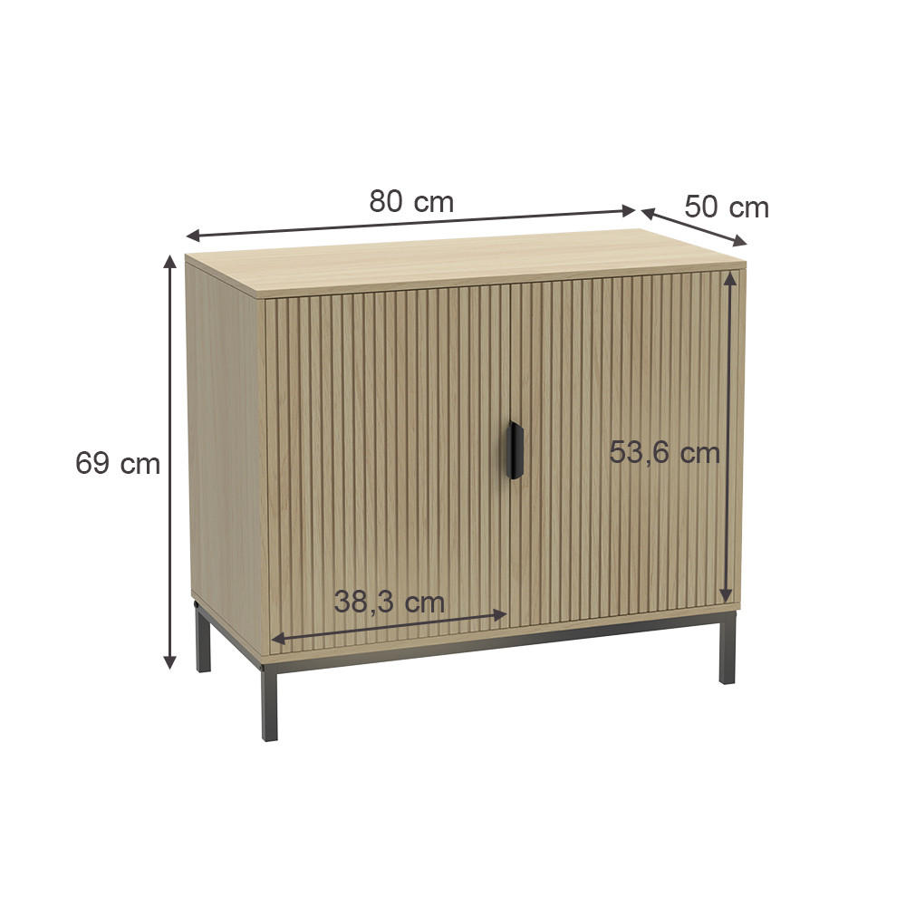 Thumbnail - Vicco Kommode, Eiche, Schwarz, Holzwerkstoff, 1 Fächer, 80x45x50 cm, Wohnzimmer, Kommoden & Sideboards, Kommoden