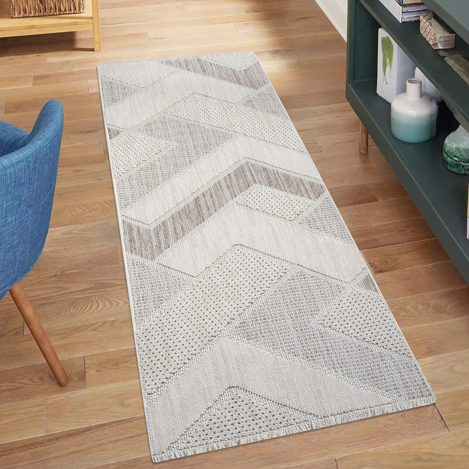 KURZFLOR-TEPPICH Lindo 8877 Terra 80x300 cm - Creme, Textil (80/300cm) - carpet city