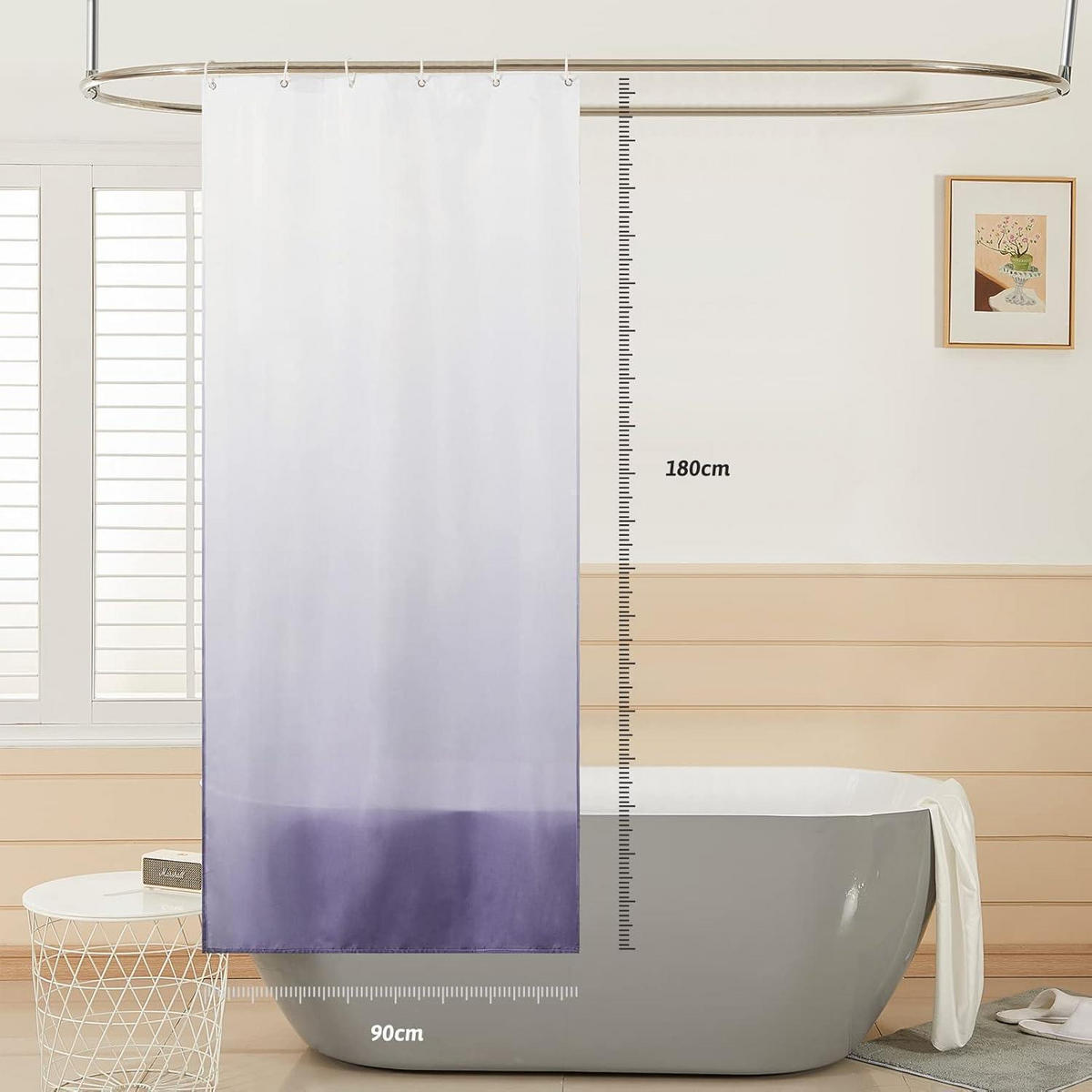DUSCHVORHANG Gradient Lila 90 x 180 cm - Flieder, Textil (90/180cm)