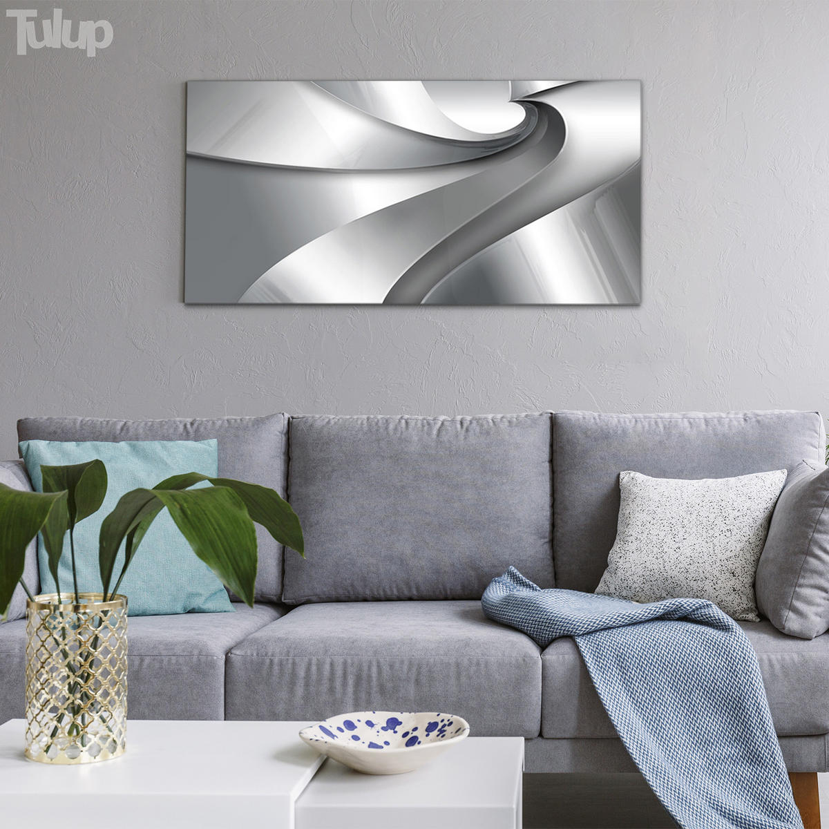 GLASBILD 120x60 cm Moderne Kunst - Silberfarben, Glas (120/60cm) - TULUP