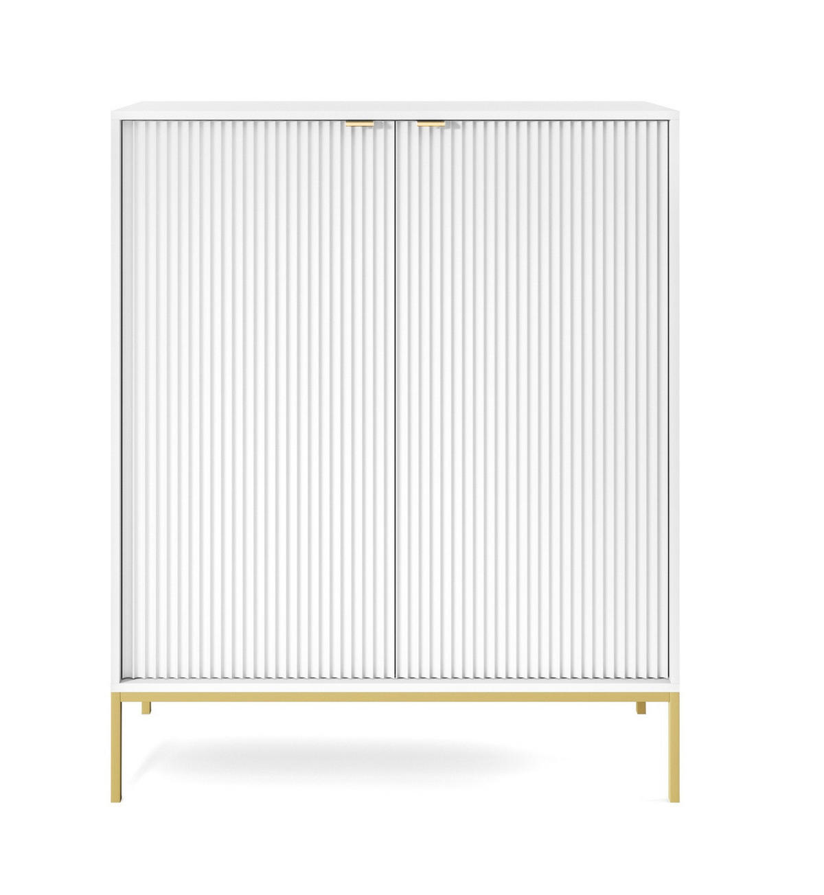 SIDEBOARD 104 cm Galla, 2 Türen, Weiß + Gold - Goldfarben/Weiß, Holz/Metall (104/125/39cm) - Emporius