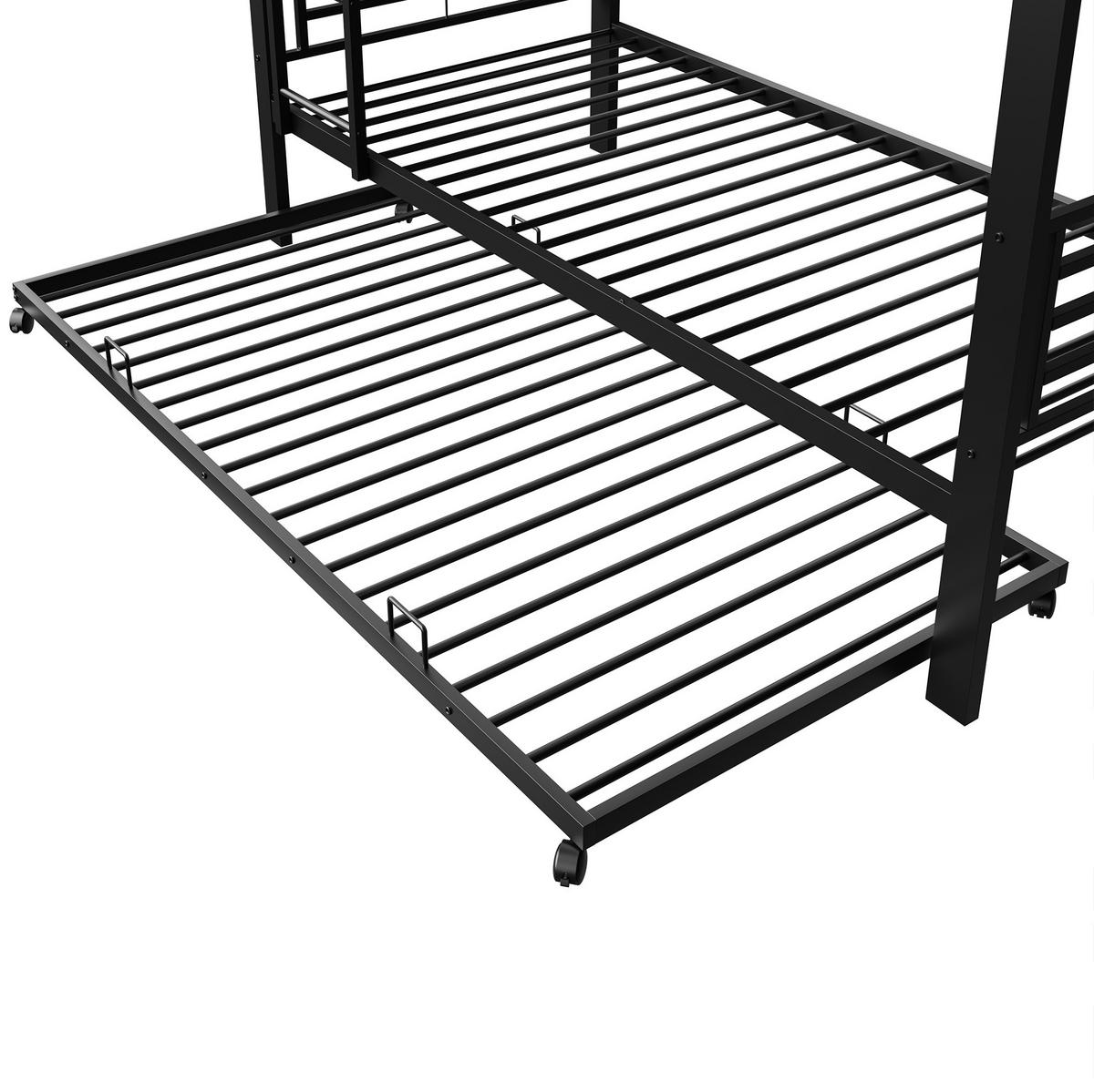 ETAGENBETT 90/200 cm in Schwarz aus Metall mit Bett für 3 Schlafplätze - Schwarz, Metall (90/200cm) - Flora Grace