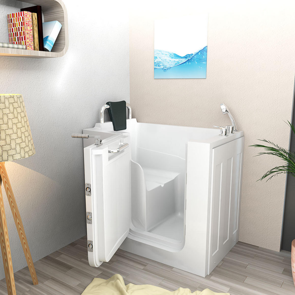 SENIOREN Sitzwanne mit Tür S08-A-L - Weiß, Glas/Kunststoff (110/114/68cm) - AcquaVapore by Sandra Jentho