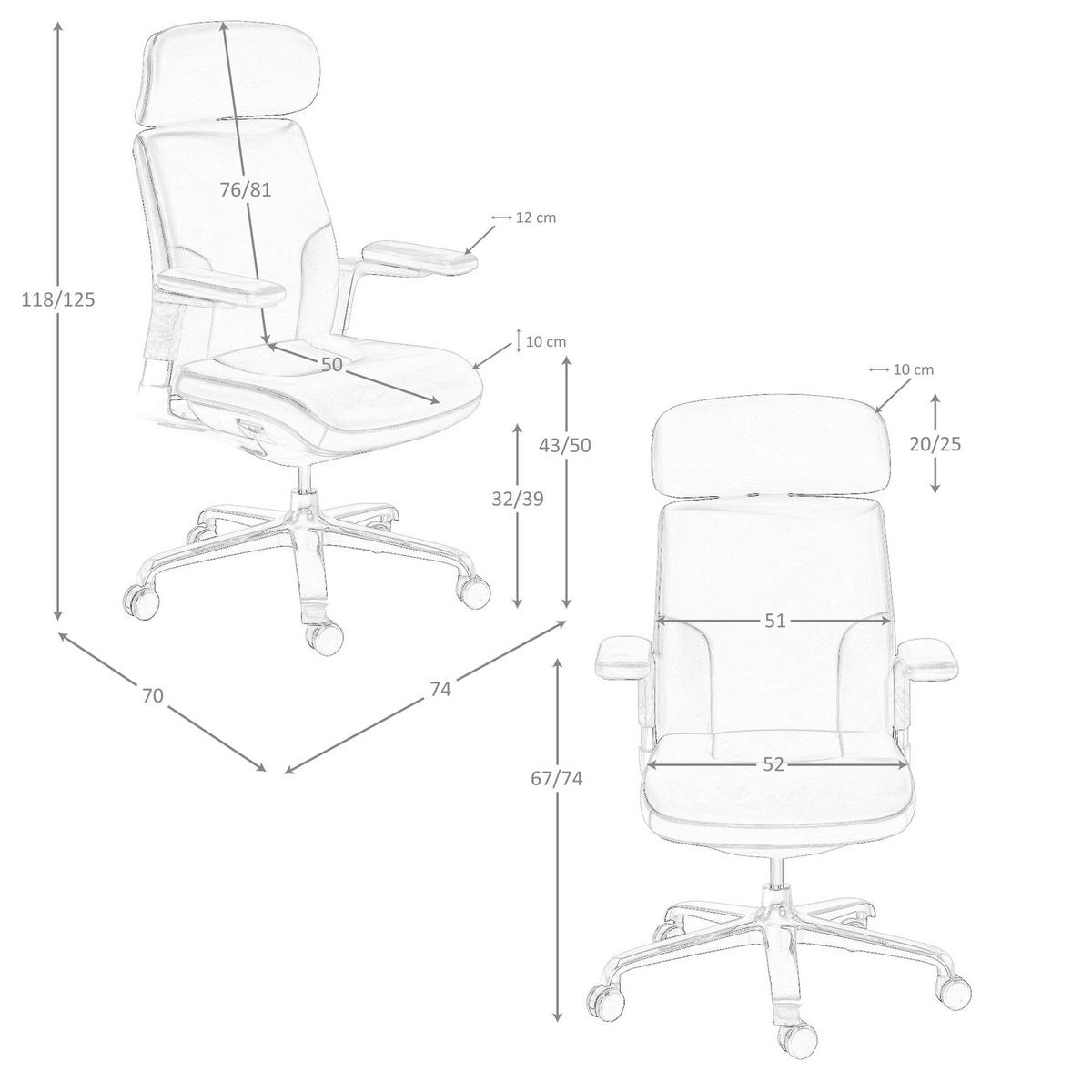 CHEFSESSEL Schwarzer Drehstuhl aus Kunstleder 74/70/118 cm - Wengefarben/Edelstahlfarben, Leder/Kunststoff (74/118/70cm) - ANGEL CERDA