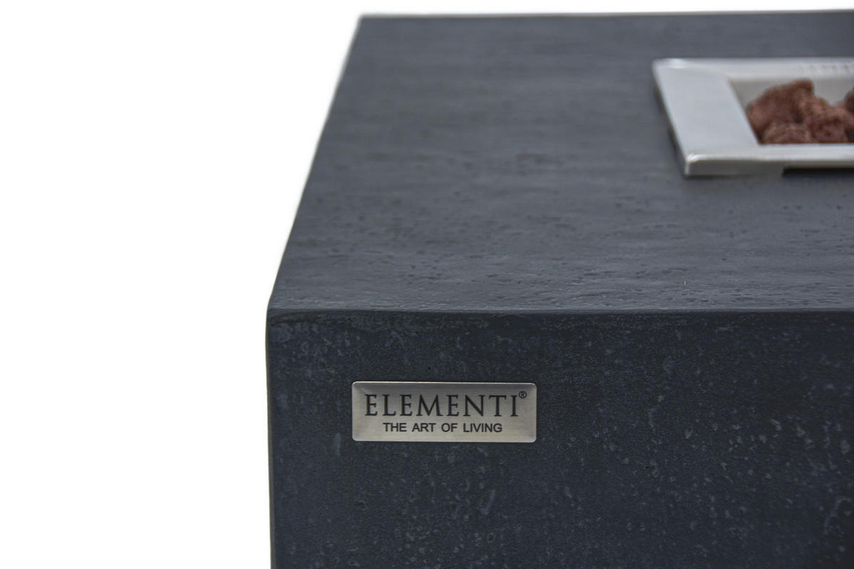 FEUERTISCH HAMPTON Gasfeuerstelle aus GF-Beton 142/35/35 cm - Dunkelgrau, Naturmaterialien (81/35/142cm) - Elementi