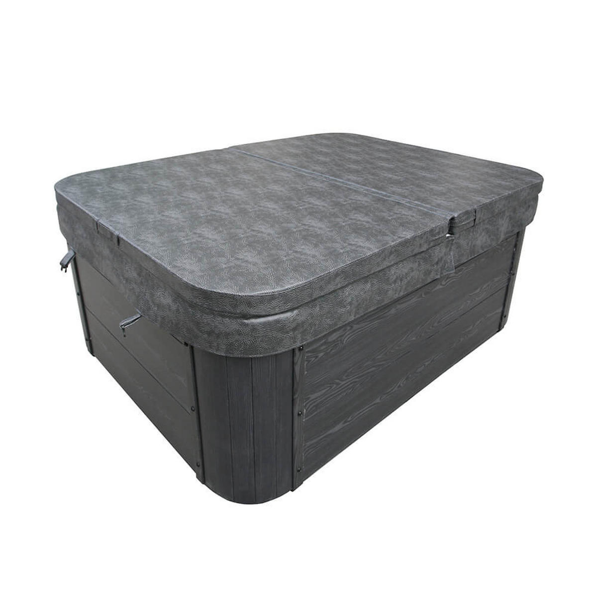 OUTDOOR Whirlpool mit Treppe und Thermoabdeckung WHITE MARBLE Anthrazit - 210 x 160 cm für 3 Personen - Anthrazit, Kunststoff (160/80/210cm) - Home Deluxe