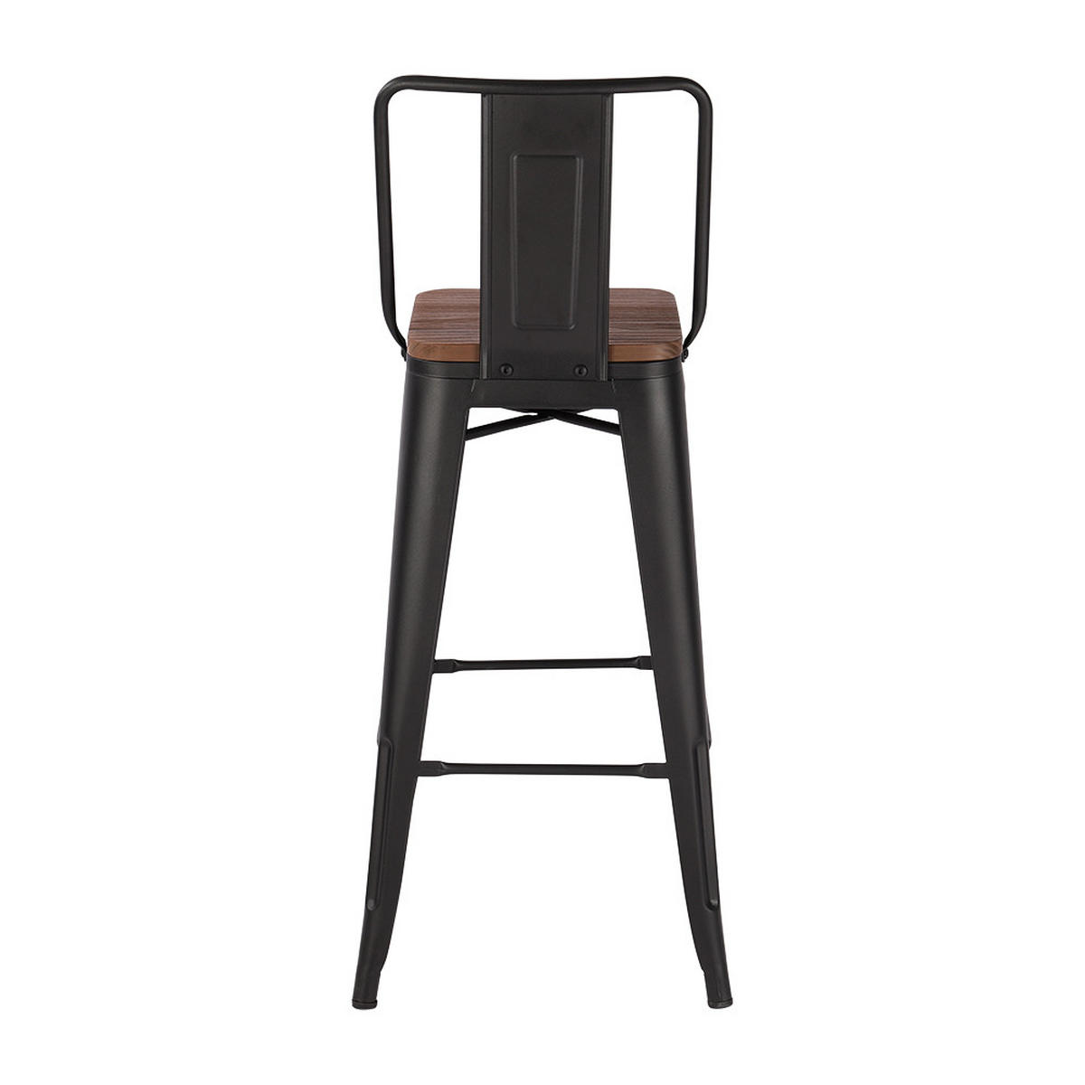 BARHOCKER 4er-Set Metallgestell Rückenlehne Braun - Dunkelbraun/Schwarz, Holz/Metall (43/105/43cm) - Livingandhome