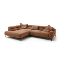 ECKSOFA DELIA Braun Cord - Dunkelbraun/Schwarz, Textil/Metall (312/219cm) - KAWOLA