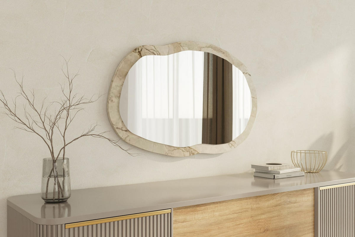 WANDSPIEGEL Eleganza Weiß Marmor Optik 92680 - Weiß, Holzwerkstoff (52/85/2cm) - moebel17