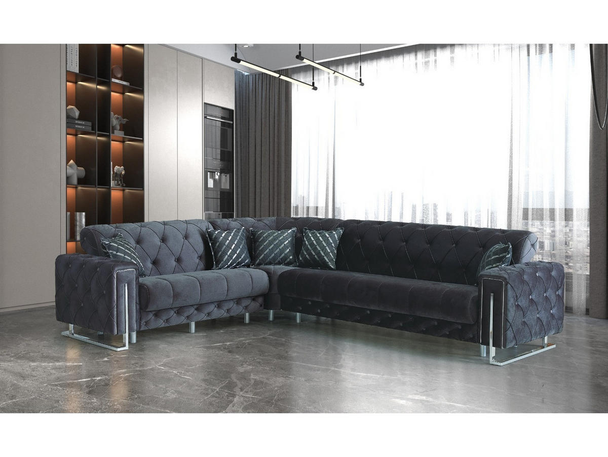 ECKSCHLAFSOFA Shimla Anthrazit - Langer Schenkel Rechts - Anthrazit, Holzwerkstoff/Kunststoff (245/310cm)