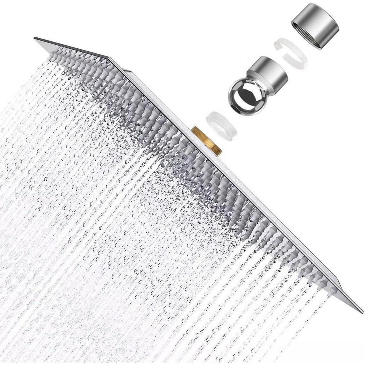 REGENDUSCHE 20 cm Quadratisch Edelstahl mit Anti-Kalk-Düsen - Silberfarben, Metall (20/15/20cm)