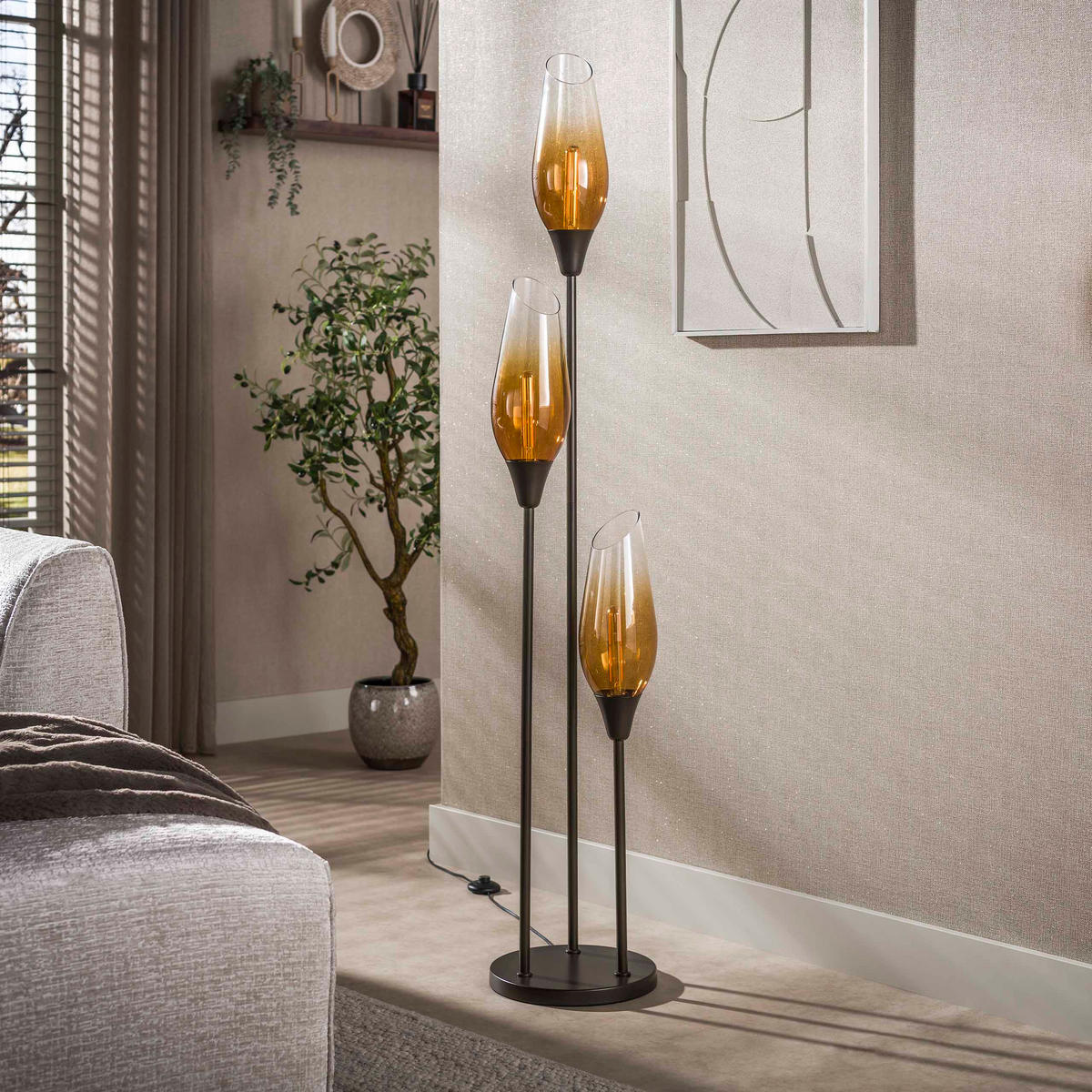 STEHLEUCHTE Cocoon Braun 35/35/168 cm - Braun, Glas (35/35/168cm) - Hoyz Collection