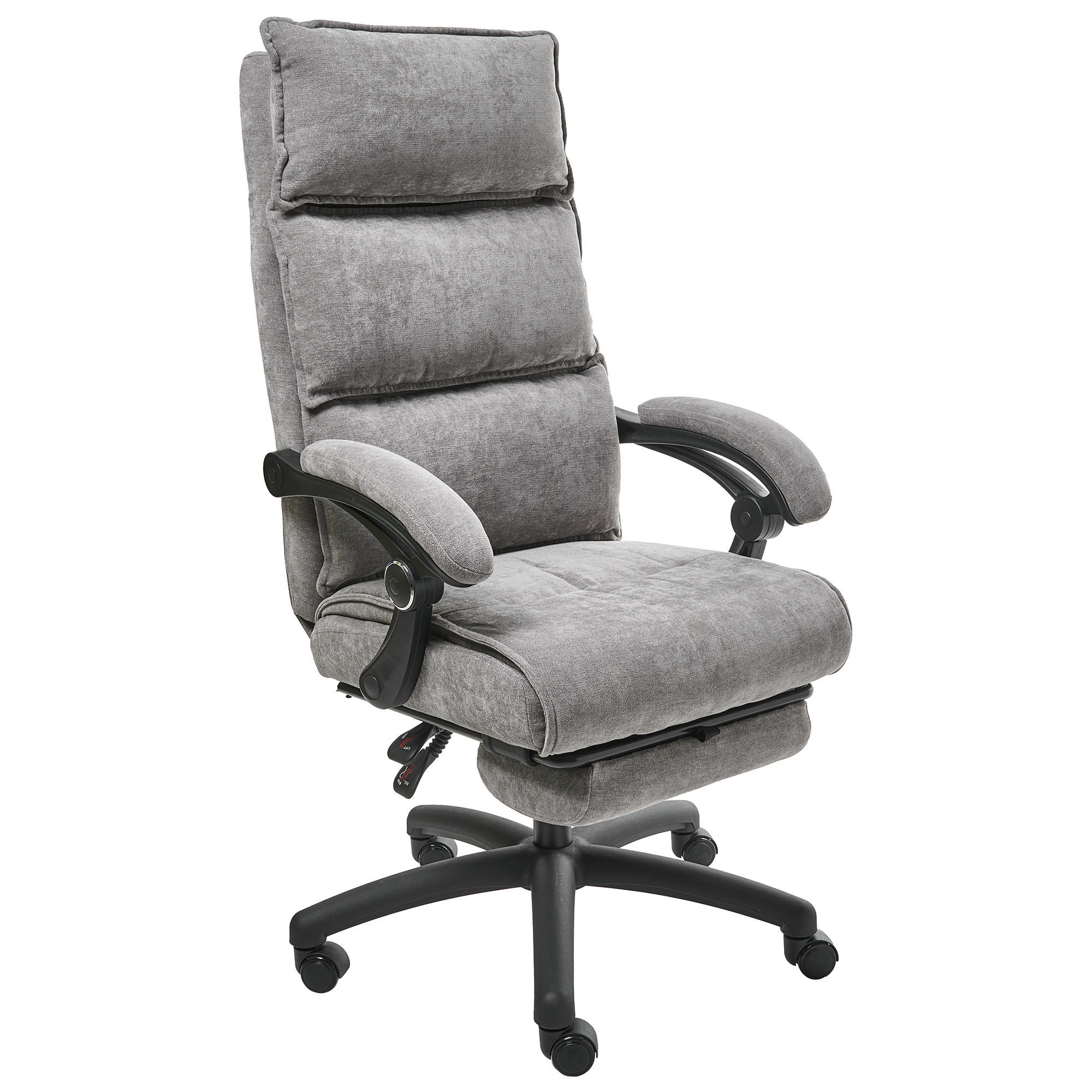 CHEFSESSEL mit Fußstütze Chenillegewebe Grau Eaton - Grau, Textil (50/114/66cm) - Beliani