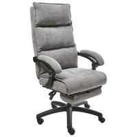 CHEFSESSEL mit Fußstütze Chenillegewebe Grau Eaton - Grau, Textil (50/114/66cm) - Beliani