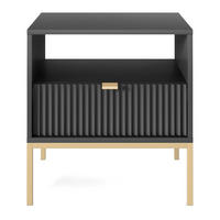 NACHTSCHRANK Vellore Schwarz mit goldenem Gestell - Schwarz, Holzwerkstoff/Metall (54/56/39cm) - Selsey