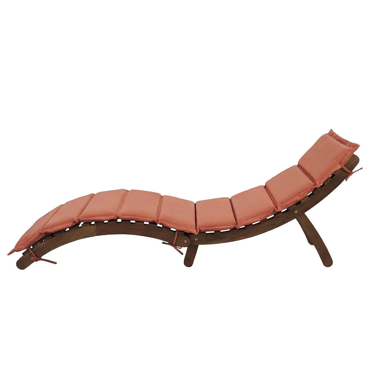 GARTENLIEGE - Akazie massiv / Webstoff - Terracotta, Holz/Textil (54/55/168cm) - home24
