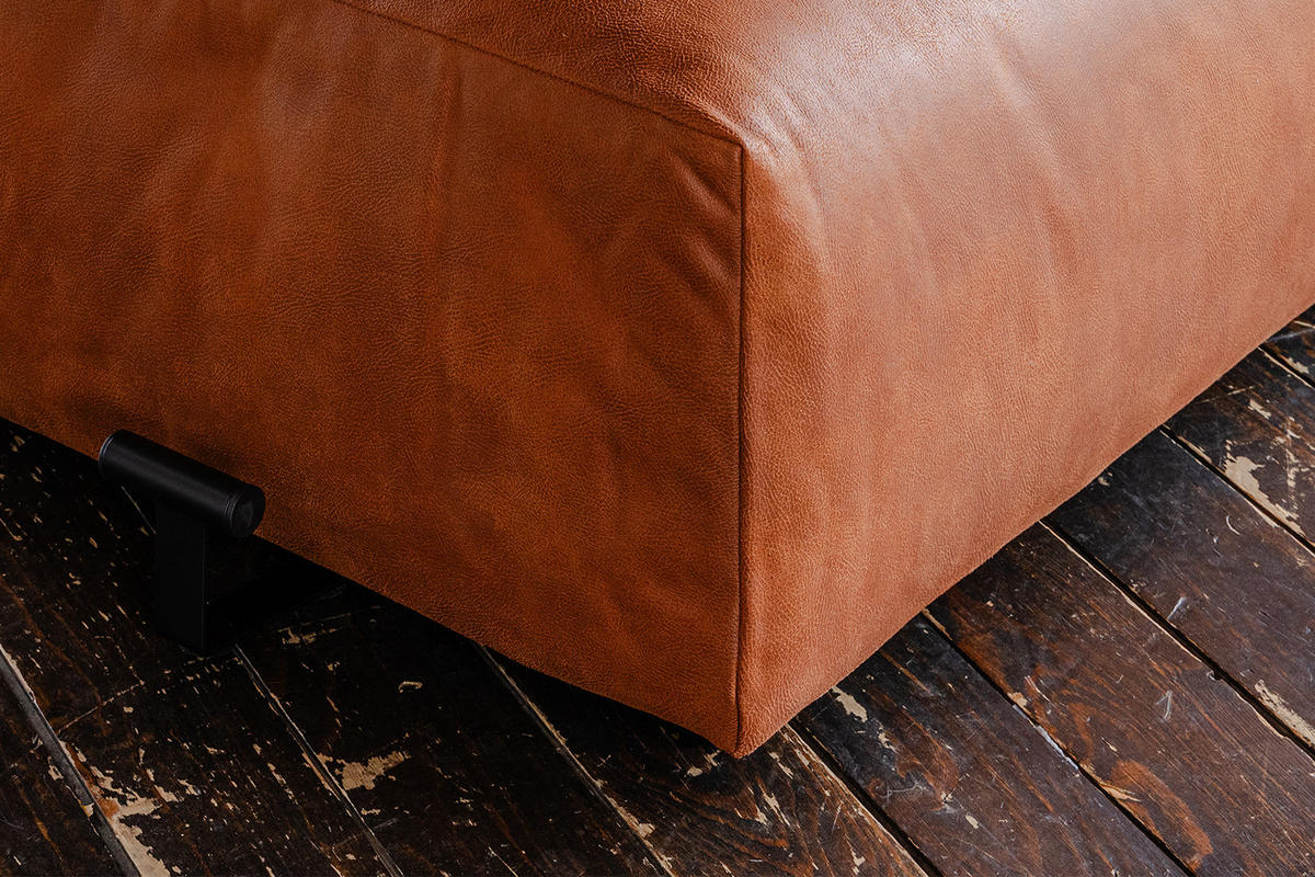 HOCKER MIA Braun Lederfaserstoff - Schwarz/Braun, Leder/Kunststoff (117/47/84cm) - KAWOLA