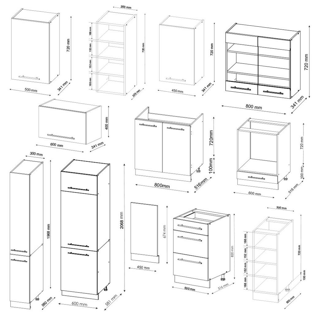 Thumbnail - Vicco Küchenzeile, Bordeaux, Honigeiche, Holzwerkstoff, Küchenblock,Rechteckig, 355x81.6x60 cm, Küchen, Küchenzeilen & K...