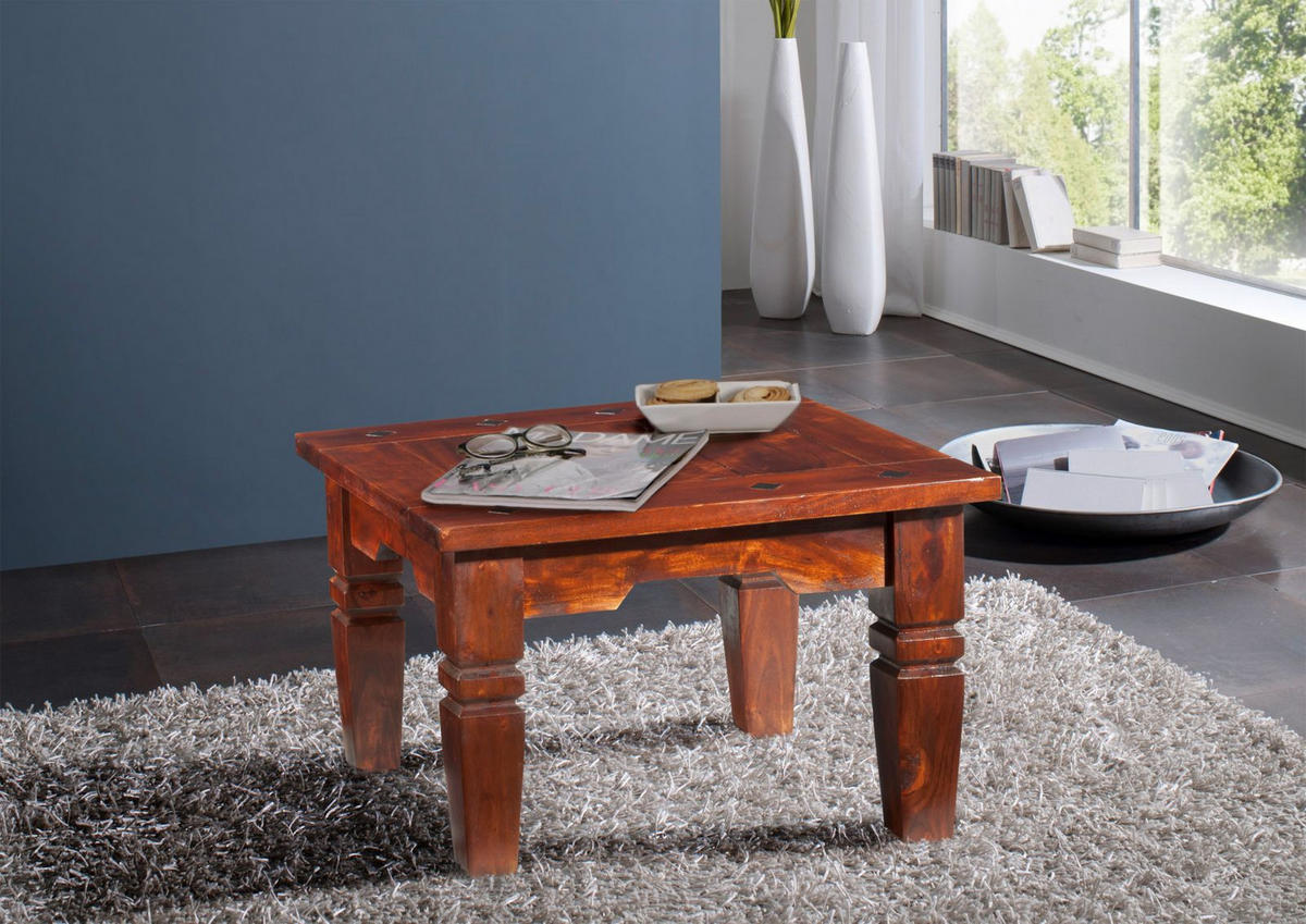 COUCHTISCH Akazie 60x60x40 nougat lackiert OXFORD #426 - Dunkelbraun, Holz (60/60/40cm) - Massivmoebel24