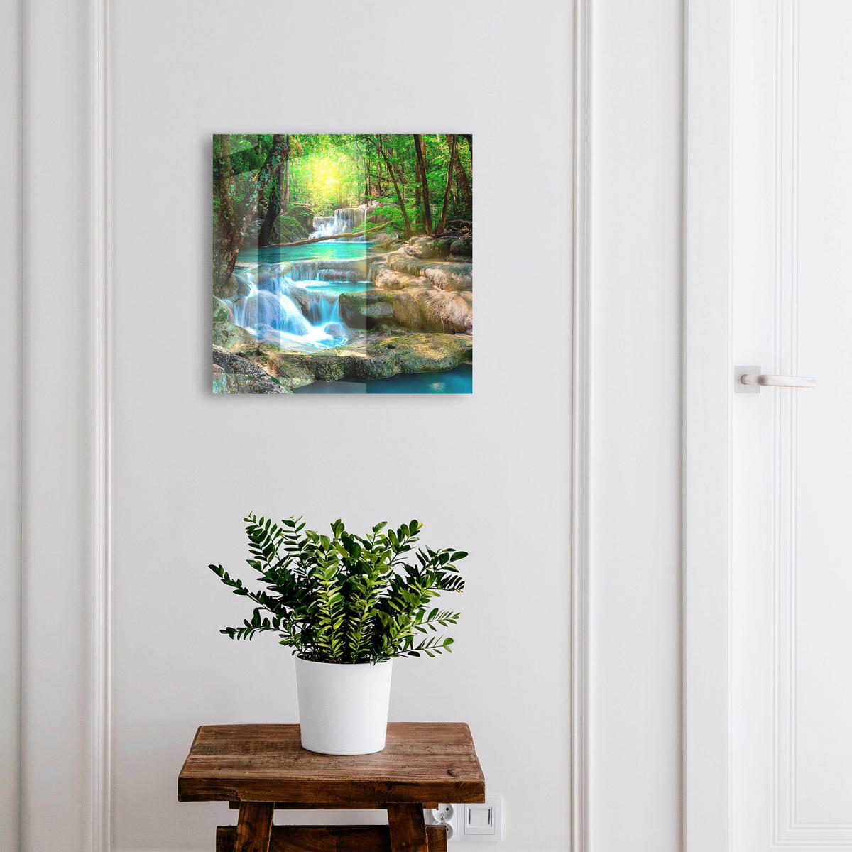 SCHLÜSSELBOX Schwarz 30x30 cm- Türöffnung nach rechts - Paradiesische Oase - Grün, Metall (30/30/5cm) - TULUP