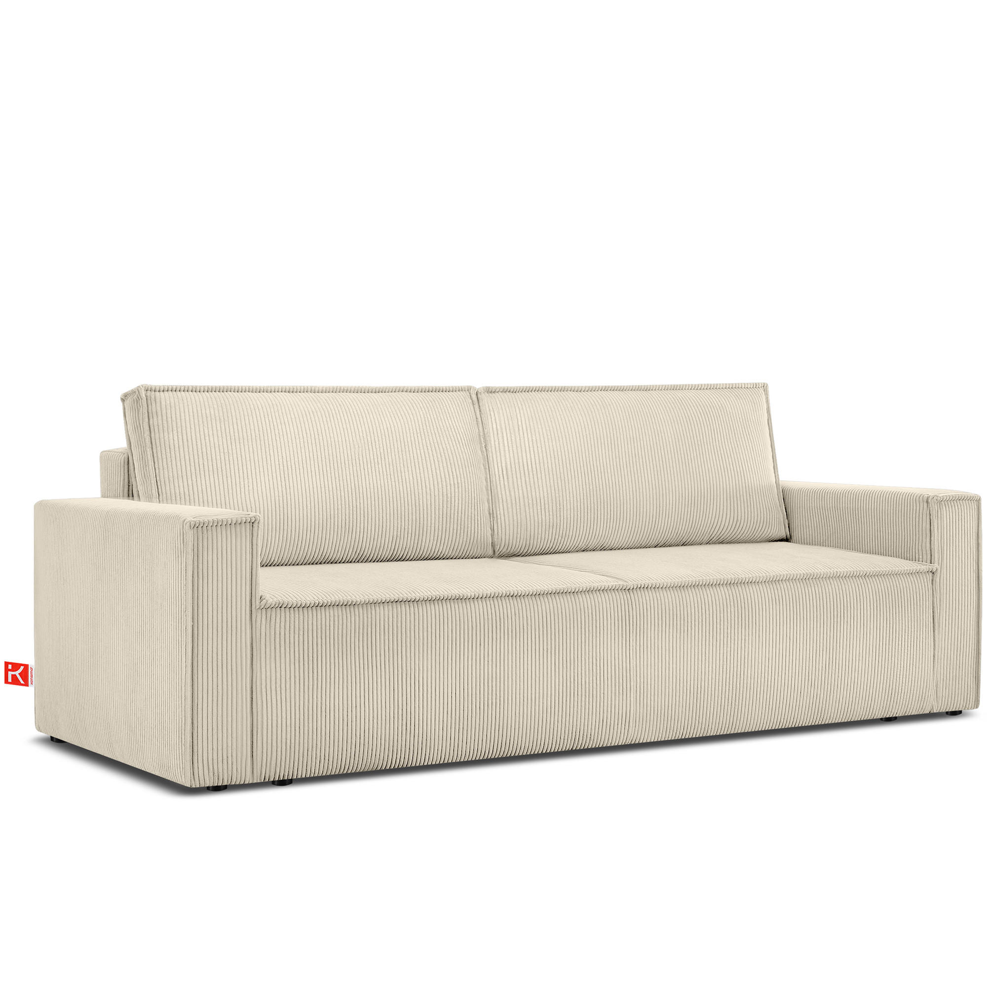 SCHLAFSOFA NAPI in Pet Friendly Cord-Stoff, cremefarben - Creme/Schwarz, Textil (228/89/101cm) - KONSIMO®