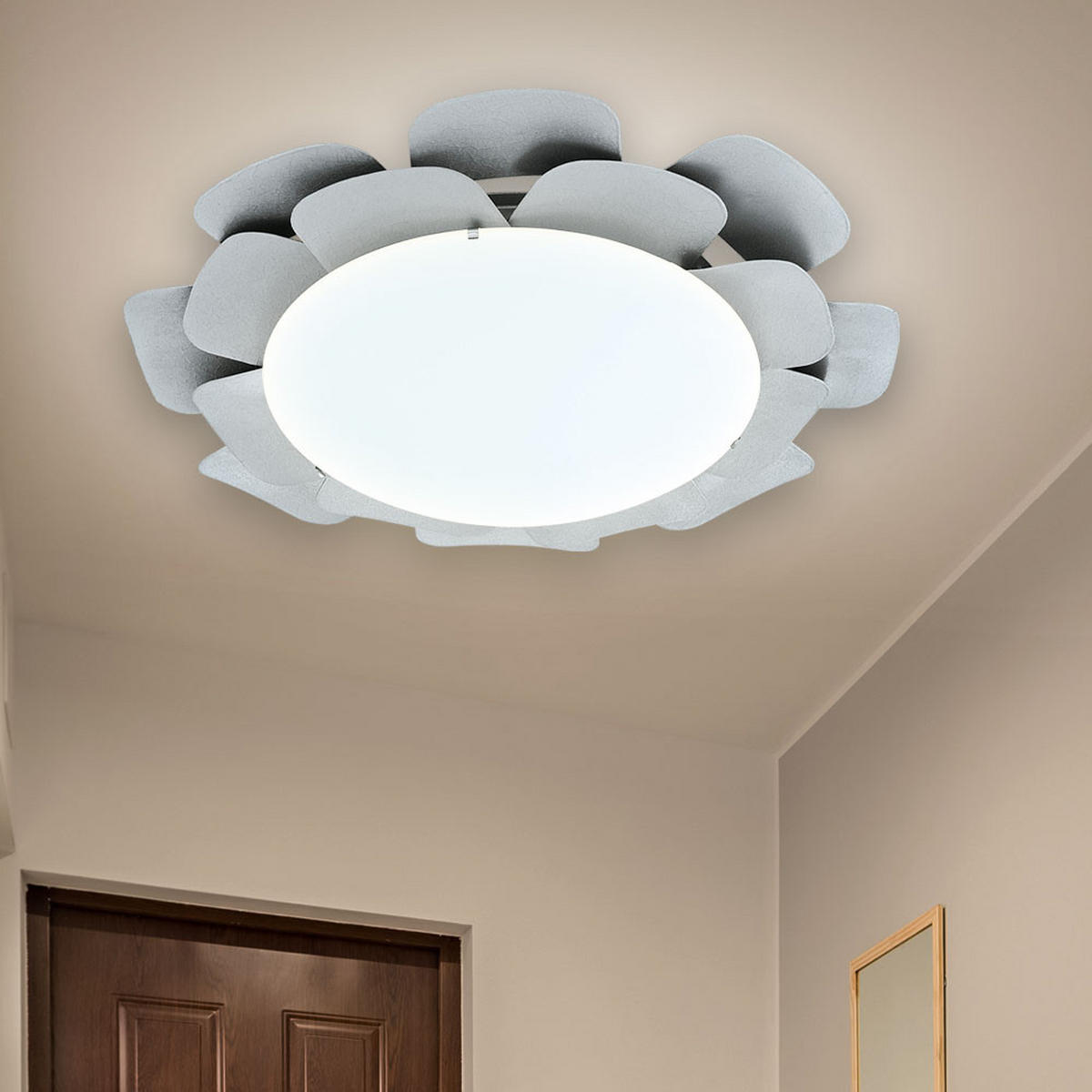 LED DECKENLEUCHTE Reclette Silber - Silberfarben, Glas (38/38/8cm)