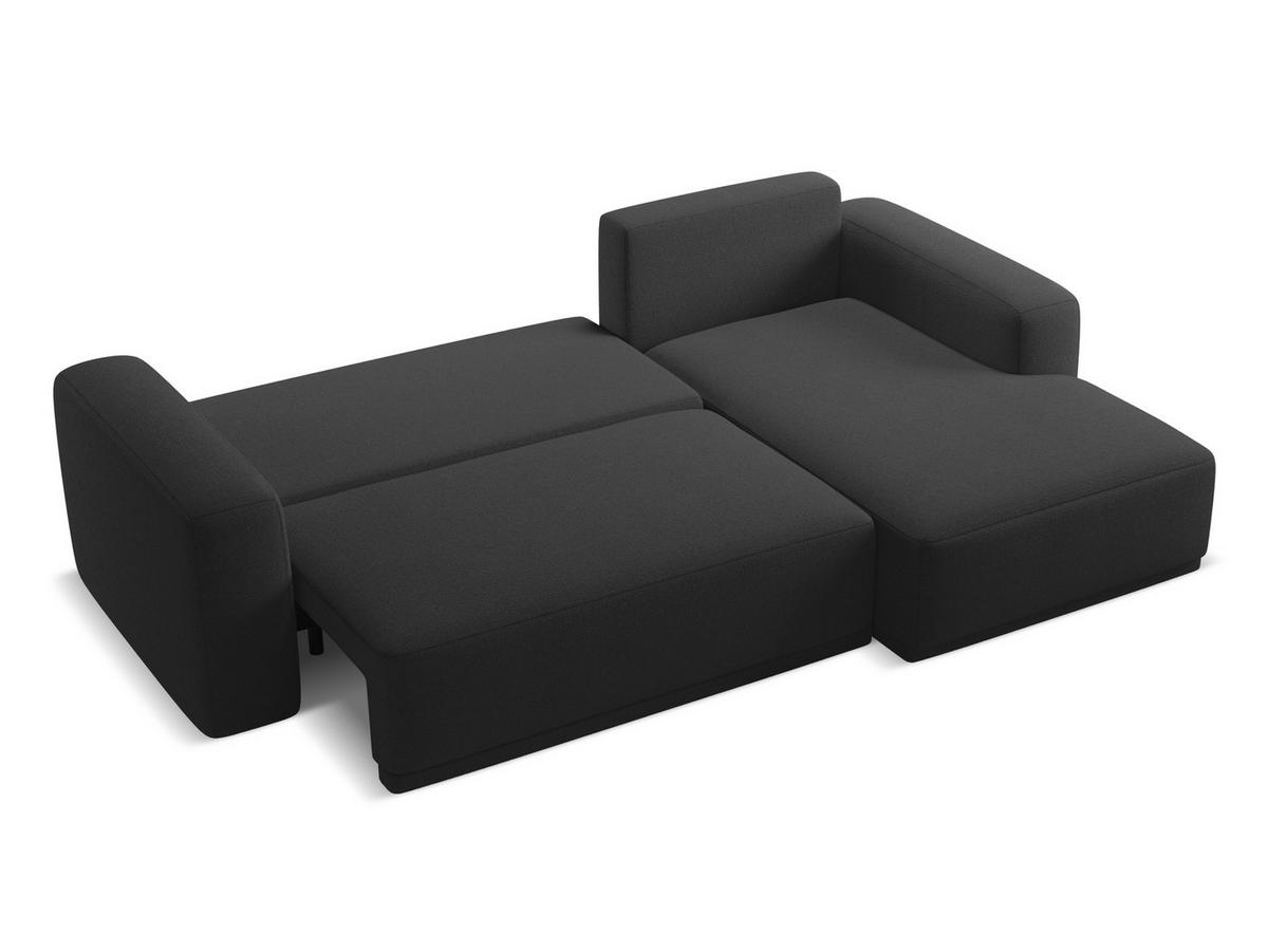 ECKSOFA mit Schlaffunktion Chenille Stoff Schwarz - Anthrazit/Schwarz, Kunststoff/Textil (258/160cm) - Makamii