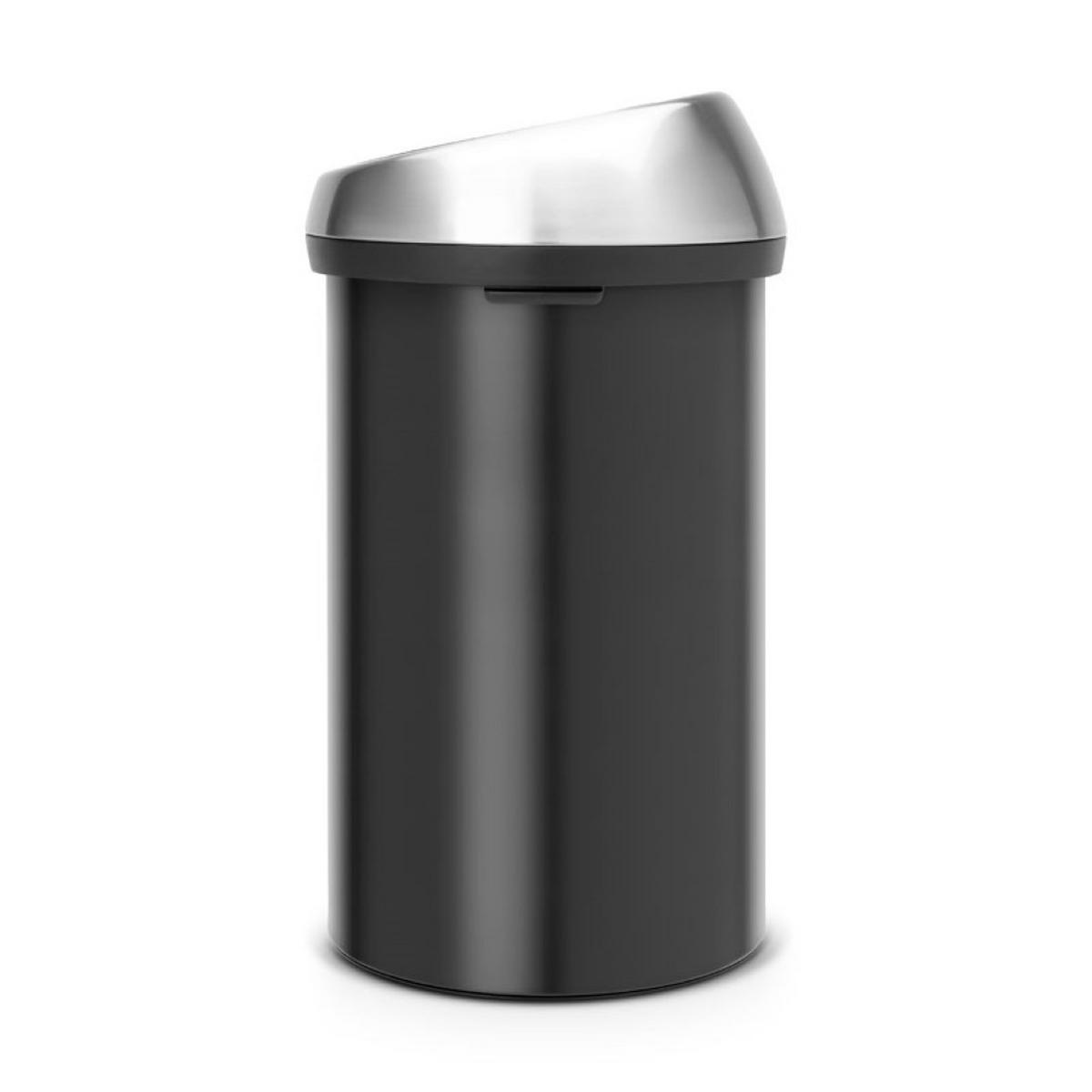 MÜLLEIMER Mit Soft Touch Öffnung 60 Liter Metall Schwarz-Matt - Schwarz, Metall (40/71/40cm) - PROREGAL