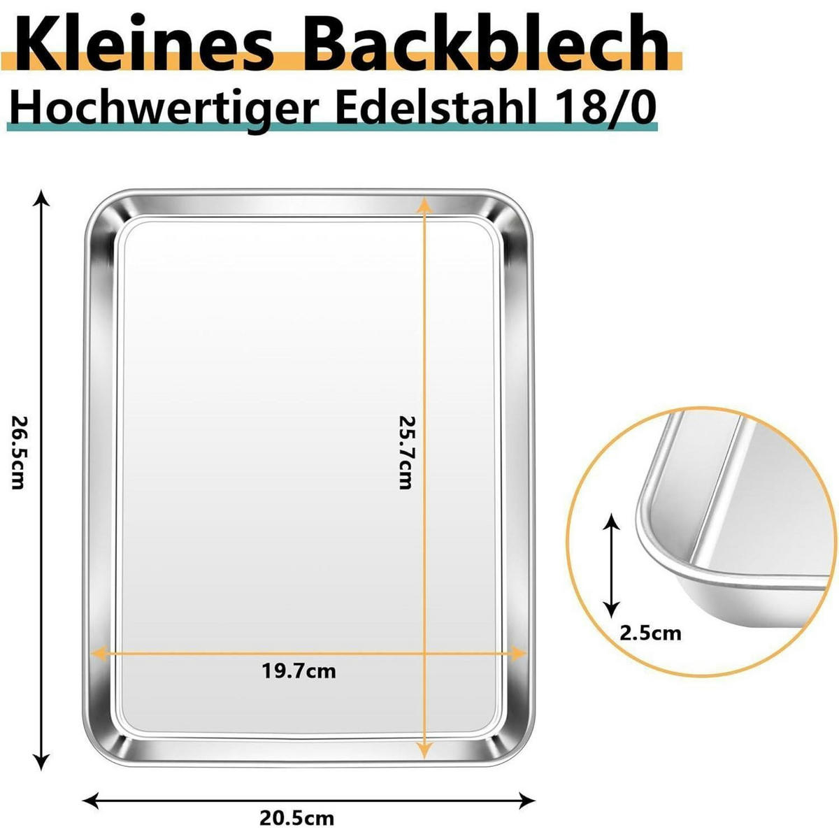BACKBLECH Edelstahl 26,5 x 20,5 cm - Silberfarben, Metall (20.5/2.5/26.5cm)