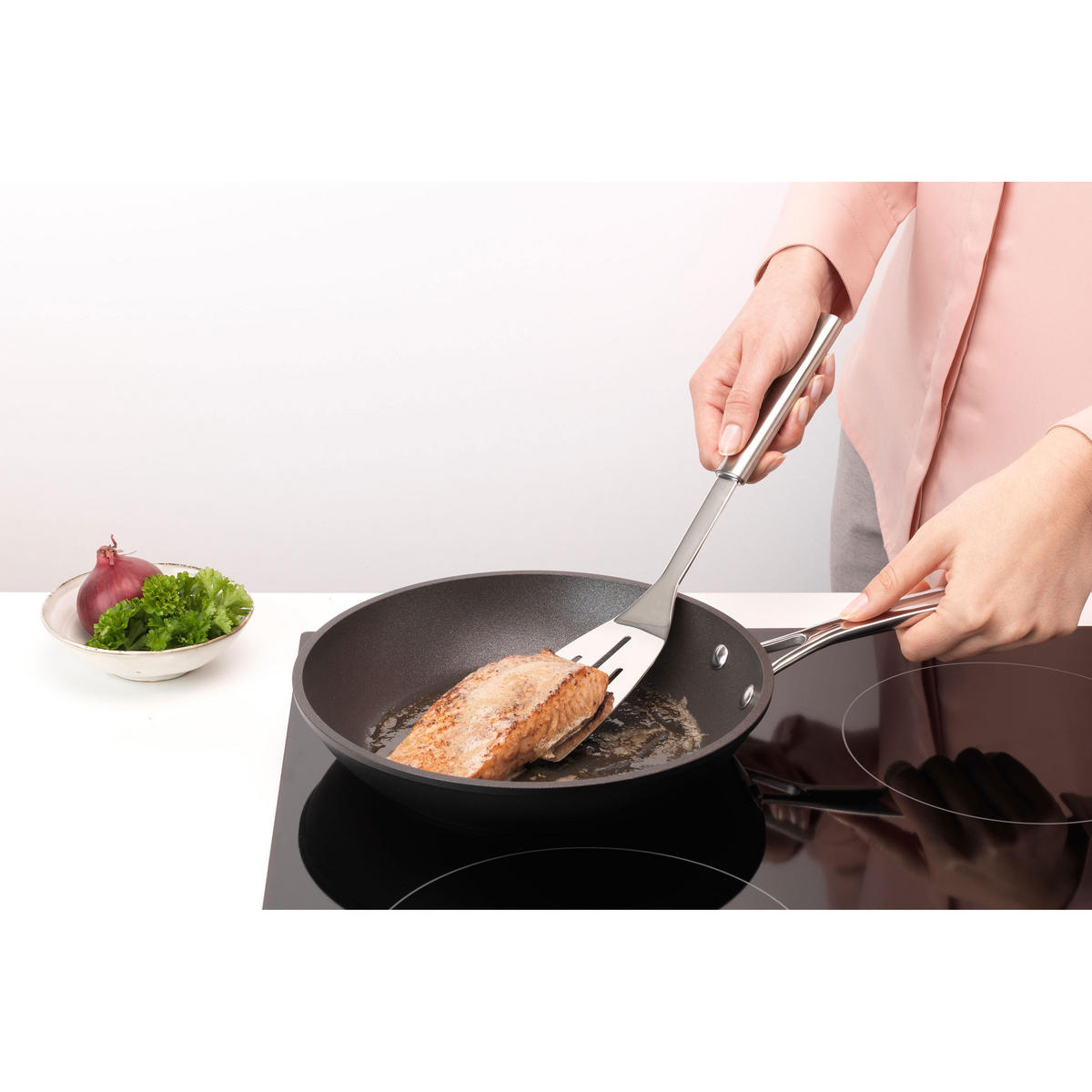 PFANNENWENDER, Stahl, Matt Steel, 33.2 cm - Grau, Metall (7.4cm) - Brabantia