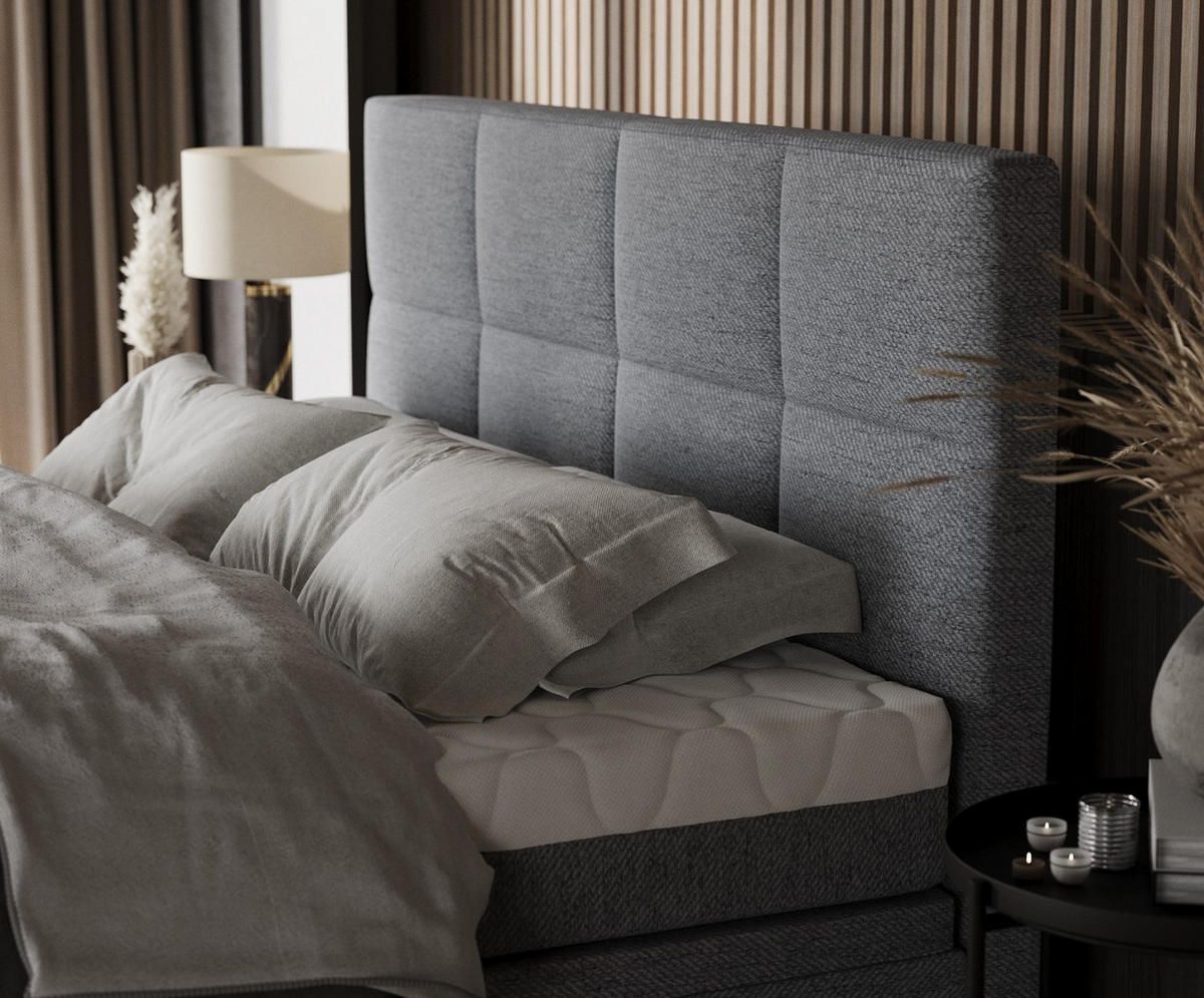 BOXBETT Tessa 180/200 cm Grau im Neve Stoff - Schwarz/Grau, Holz/Holzwerkstoff (180/200cm) - AltaBeds