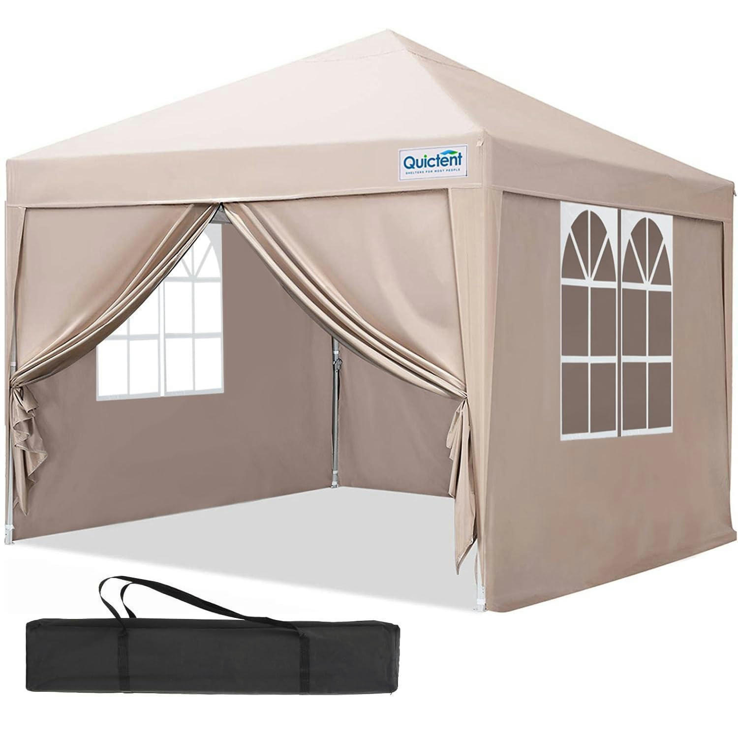 FALTPAVILLON 200 x 200 cm wasserdicht mit Seitenwänden UV-Schutz 50+ Beige - Beige, Textil (200/249/200cm)
