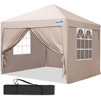 FALTPAVILLON 200 x 200 cm wasserdicht mit Seitenwänden UV-Schutz 50+ Beige - Beige, Textil (200/249/200cm)