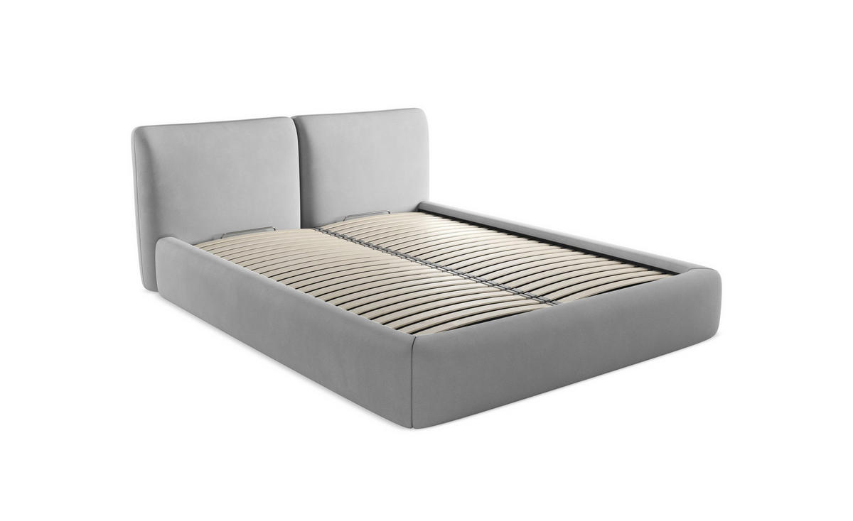 POLSTERBETT mit Bettkasten und Lattenrost 210x215 Grün - Dunkelgrün/Schwarz, Kunststoff/Textil (160/200cm) - Makamii