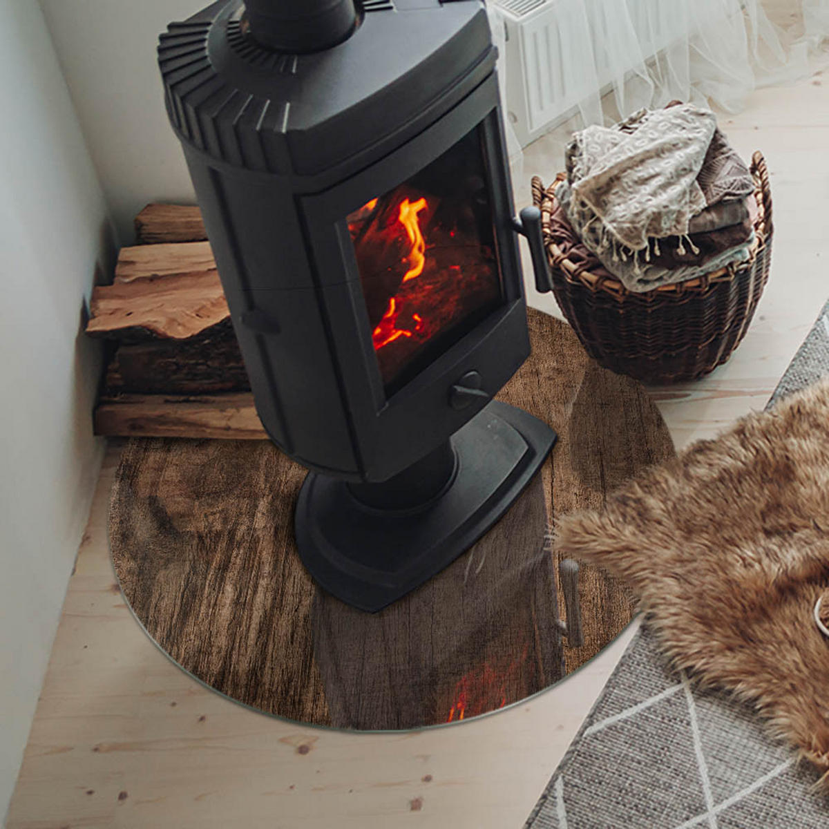 GLASPLATTE für Kamin Ø 70 cm - Braun, Glas (70/70/0.4cm) - TULUP