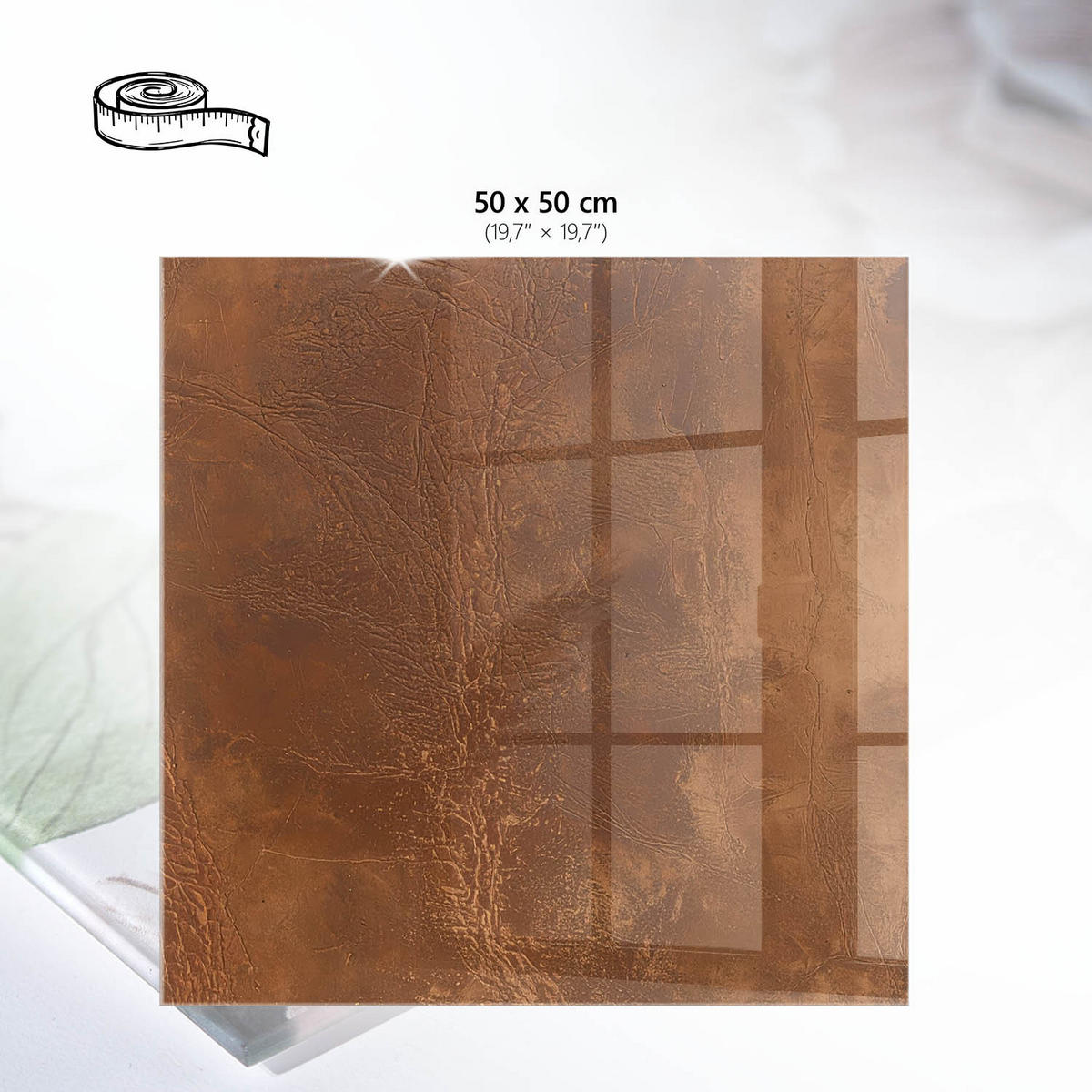 TISCHPLATTE 50x50 cm – Erdiger Charme - Blau, Glas (50/50/0.4cm) - Wallfluent