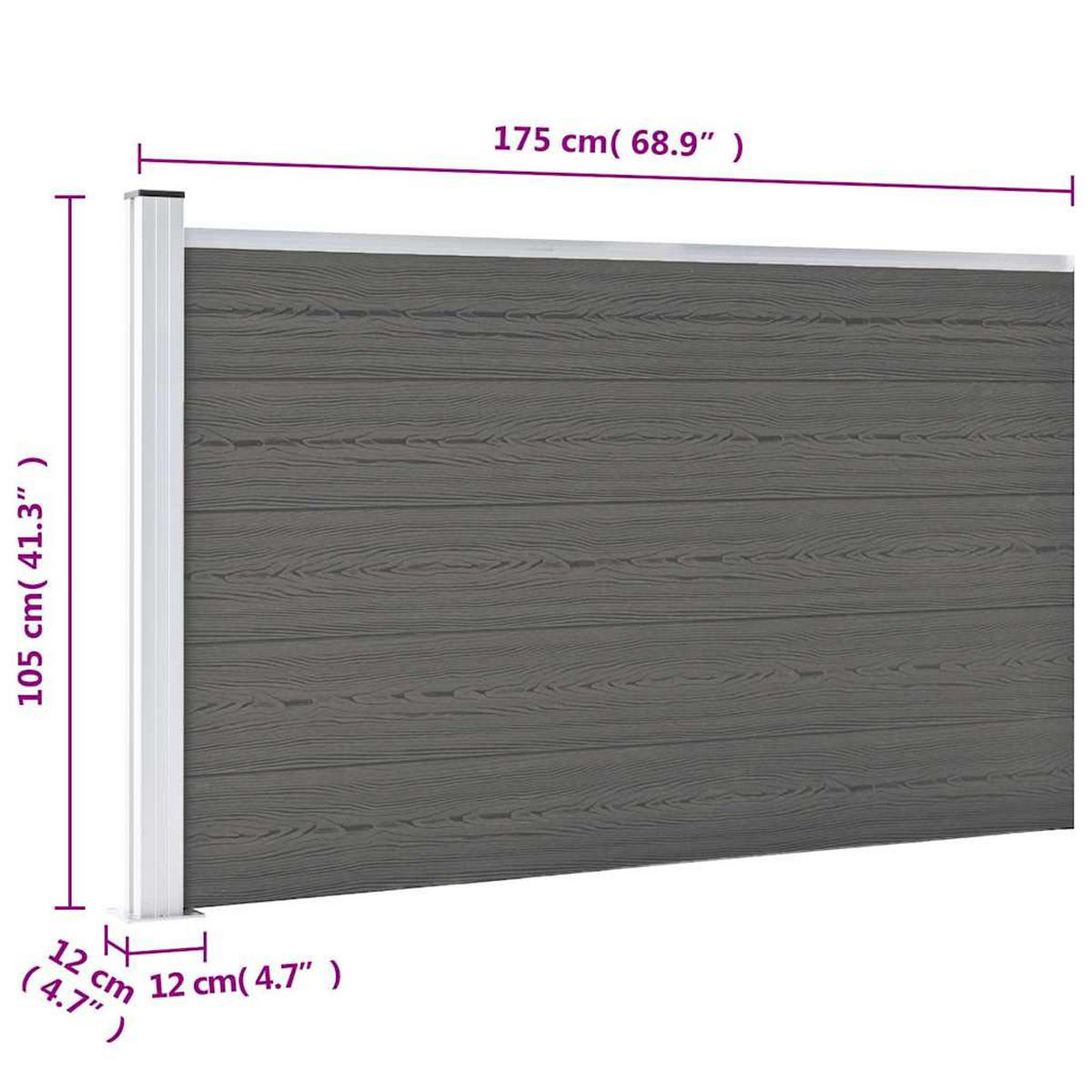 GARTENZAUN Wpc 175/105 Cm Grau - Grau, Holzwerkstoff (175/105cm) - vidaXL
