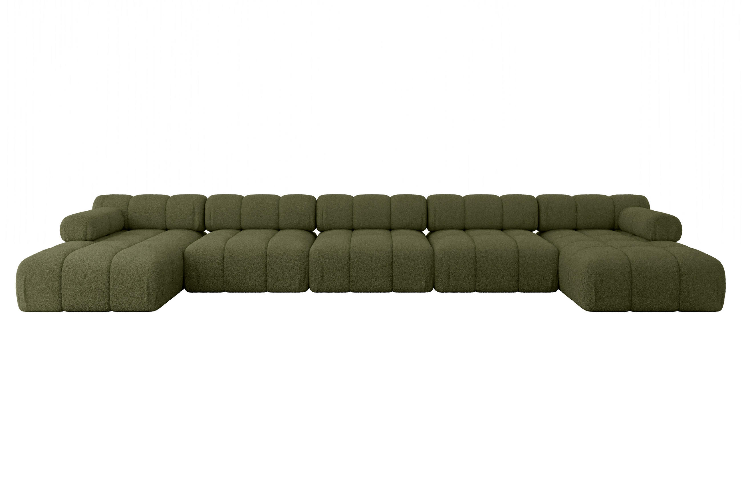 WOHNLANDSCHAFT modulares Sofa Tesso-U3 - 475x160x70 cm Grün Bouclé - Grün, Holzwerkstoff/Textil (475/70/160cm) - ALTDECOR