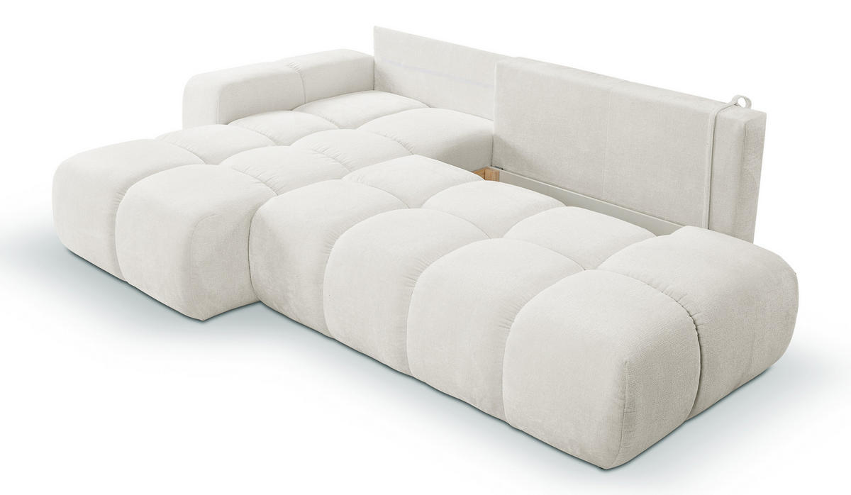 ECKSOFA L Form Hosio Cremefarbton 286/177/88 cm Links mit Schlaffunktion - Hellgrau/Schwarz, Kunststoff/Textil (177/286cm) - AX Living