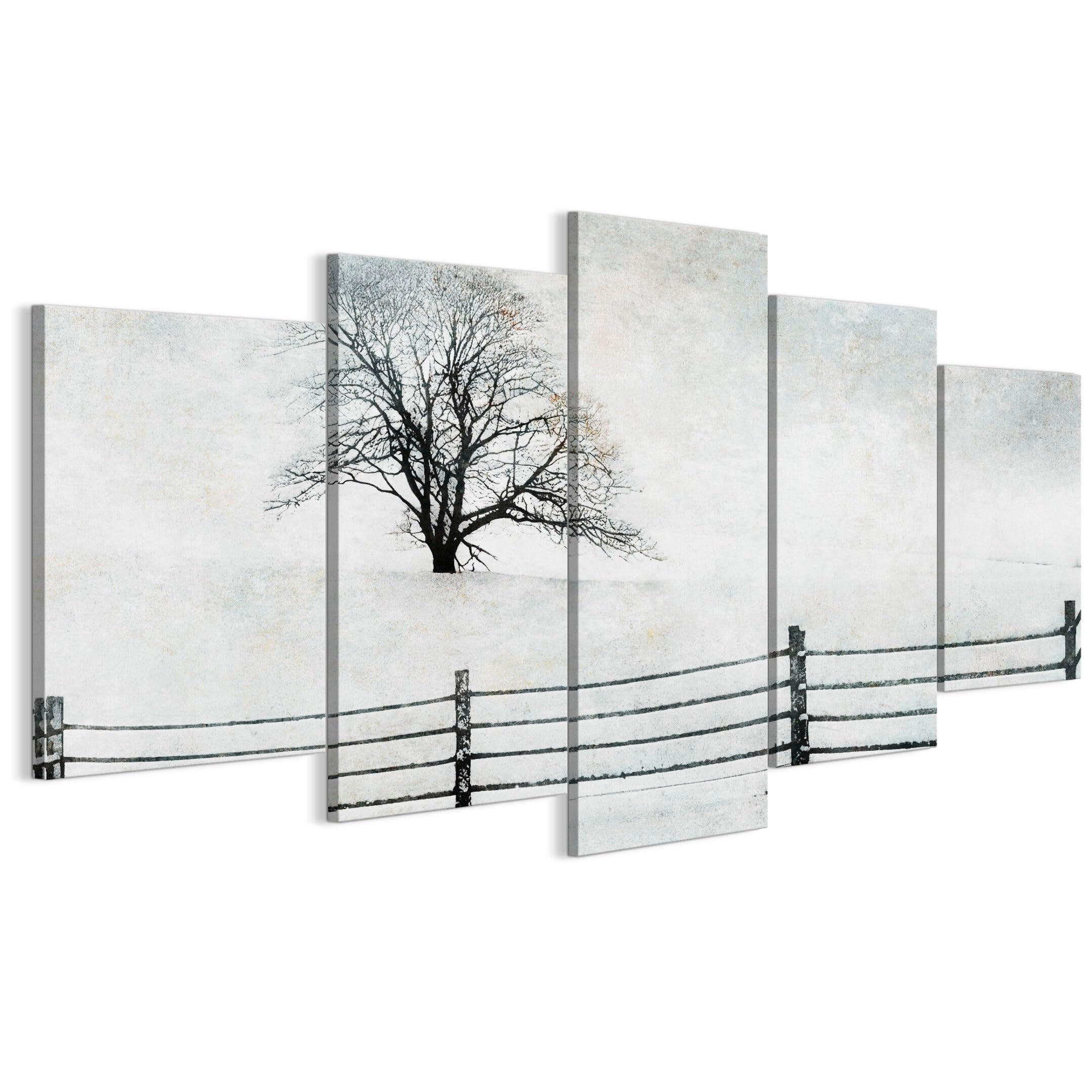 LEINWANDBILD Winter 5-tlg. 100x50 cm - Weiß, Holz (100/50cm) - LUMASOUL