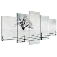 LEINWANDBILD Winter 5-tlg. 100x50 cm - Weiß, Holz (100/50cm) - LUMASOUL