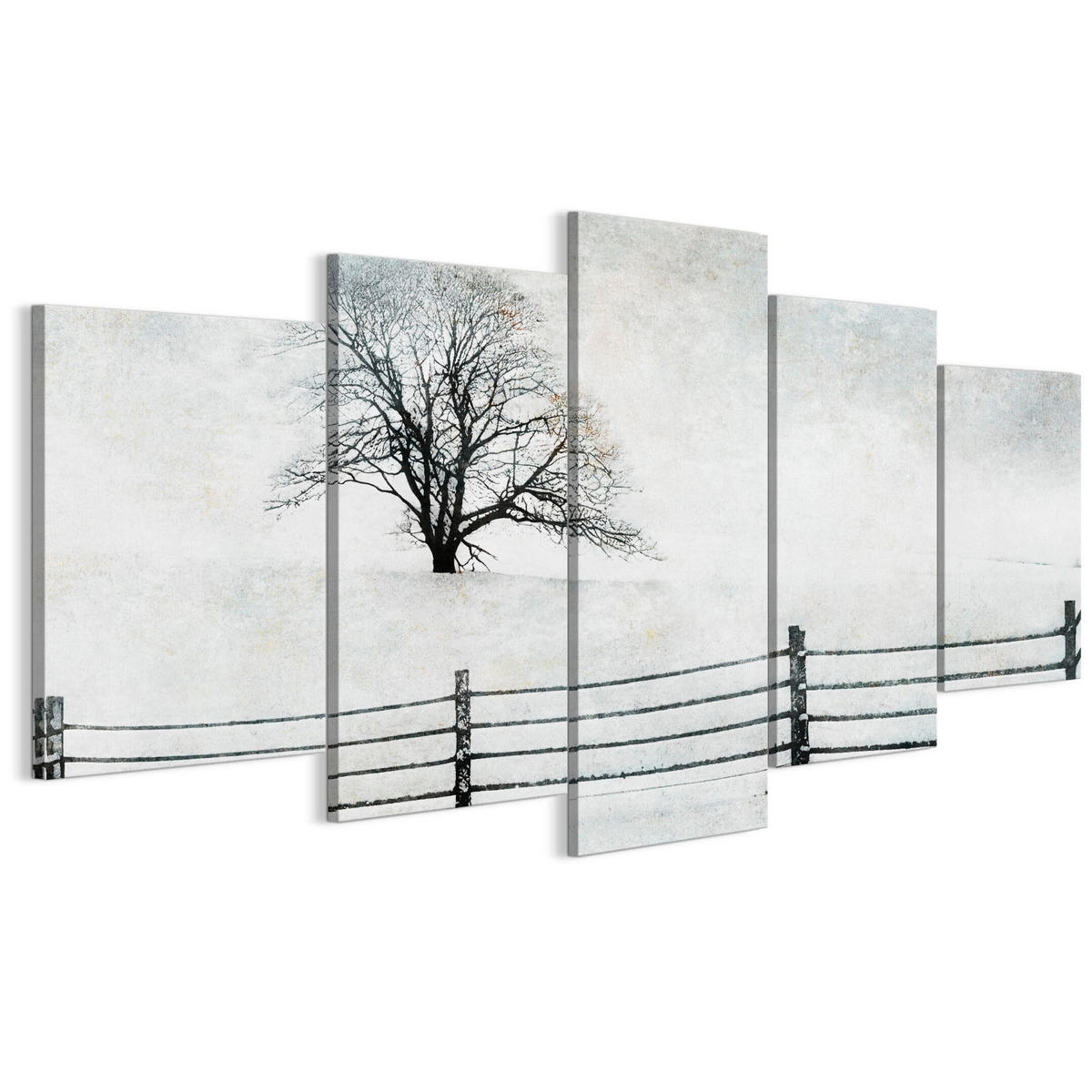 LEINWANDBILD Winter 5-tlg. 100x50 cm - Weiß, Holz (100/50cm) - LUMASOUL