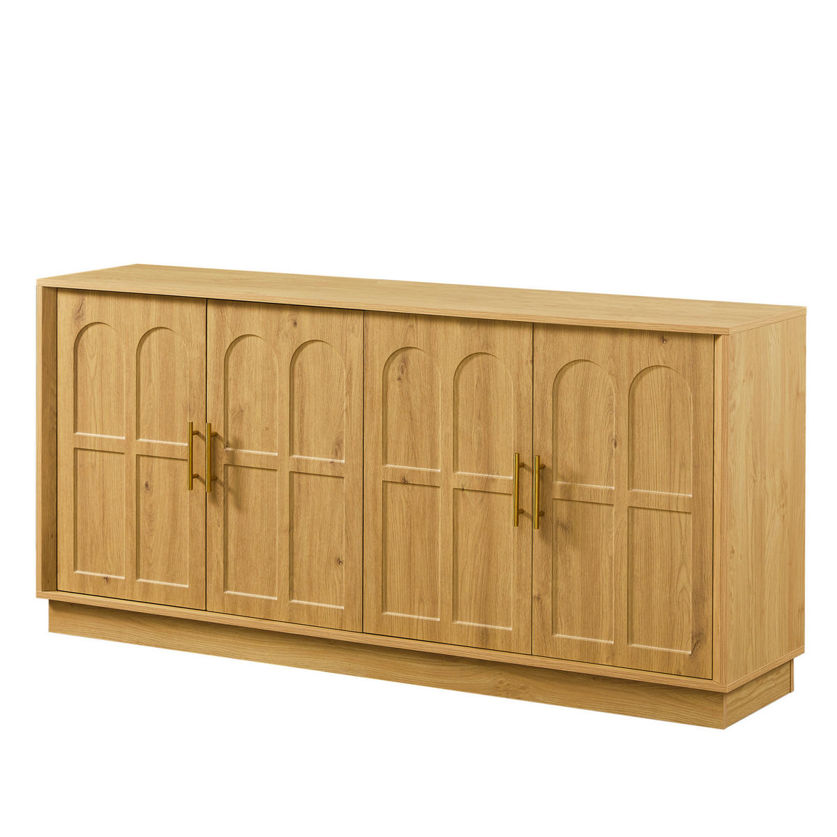 SIDEBOARD in Naturfarben Anrichte mit gewölbter Front moderne Vitrine TV-Schrank Wohnzimmer Küche , B169/T40/H80cm - Naturfarben, Holzwerkstoff (169/80/40cm) - STILVORA