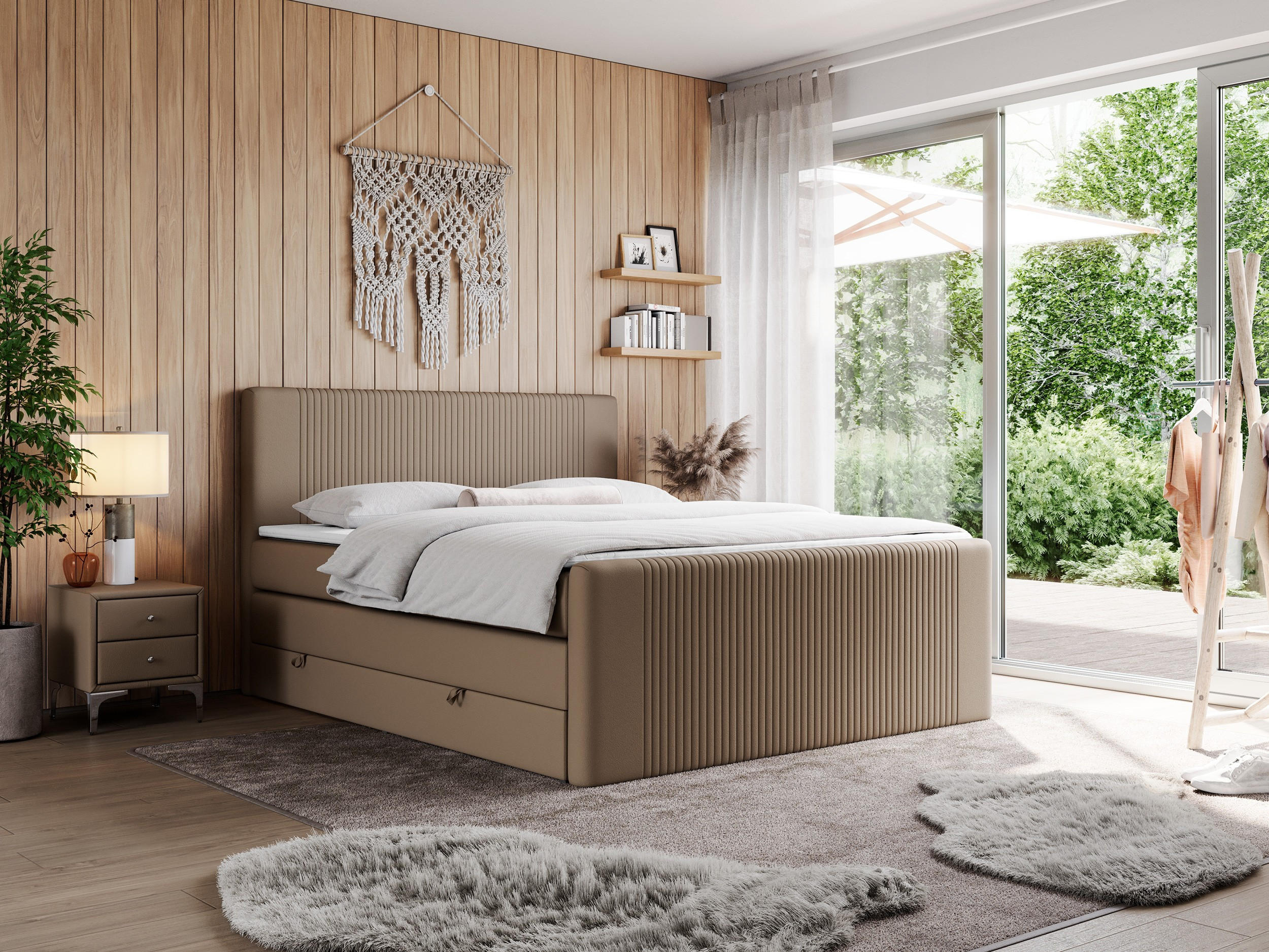 BOXSPRINGBETT KING DOREN 140/200 Braun Kunstleder - H3 - Braun, Holz/Textil (140/200cm) - MKS