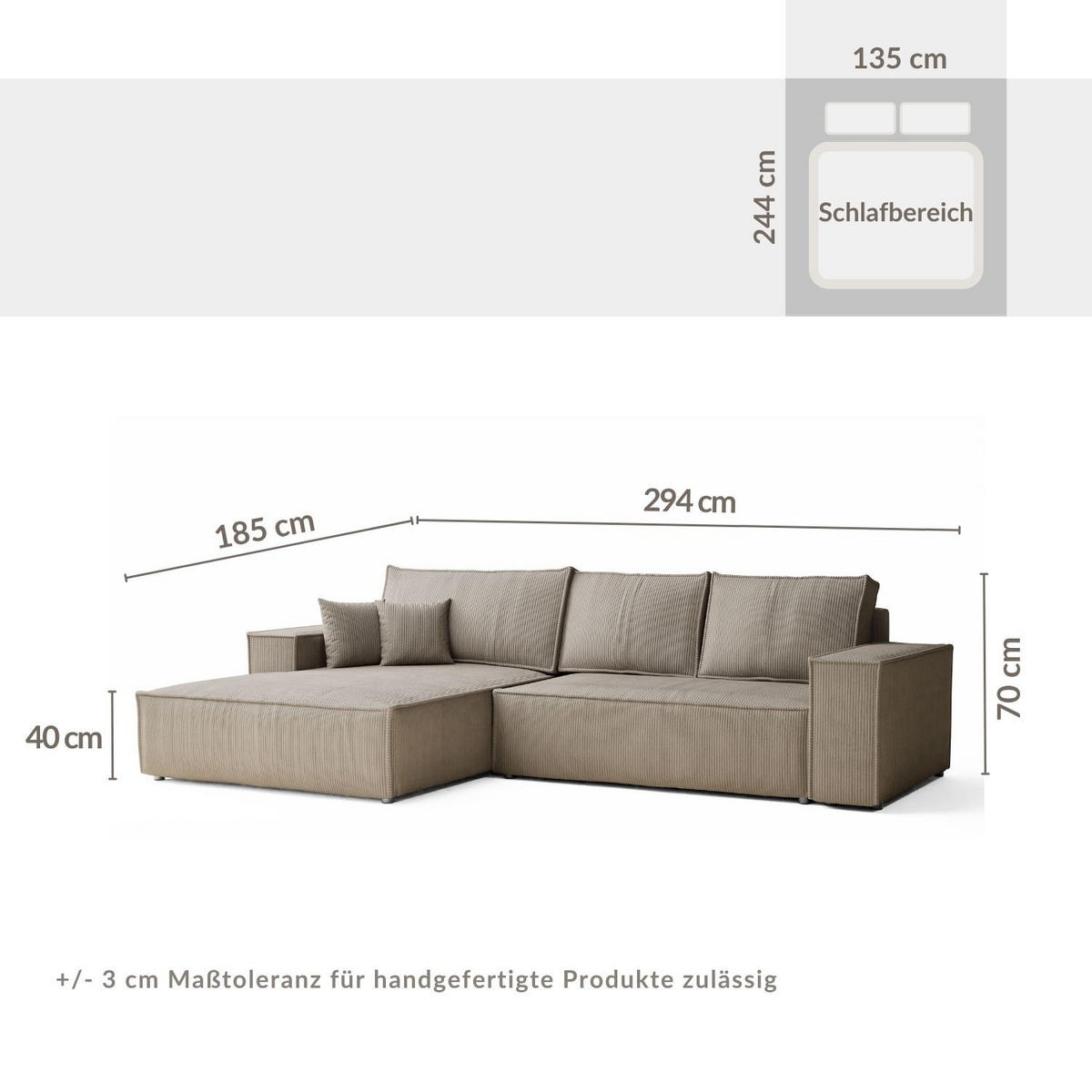 ECKSOFA MIT SCHLAFFUNKTION Maze Anthrazit Samtstoff - Anthrazit/Schwarz, Holz/Holzwerkstoff (294/185cm) - Maison de Reve