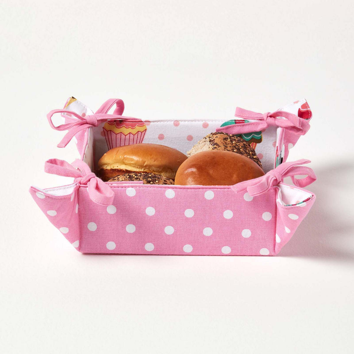 BROTKORB Cupcakes – faltbar mit Wende-Design - Rosa, Textil (22/7/22cm) - Homescapes
