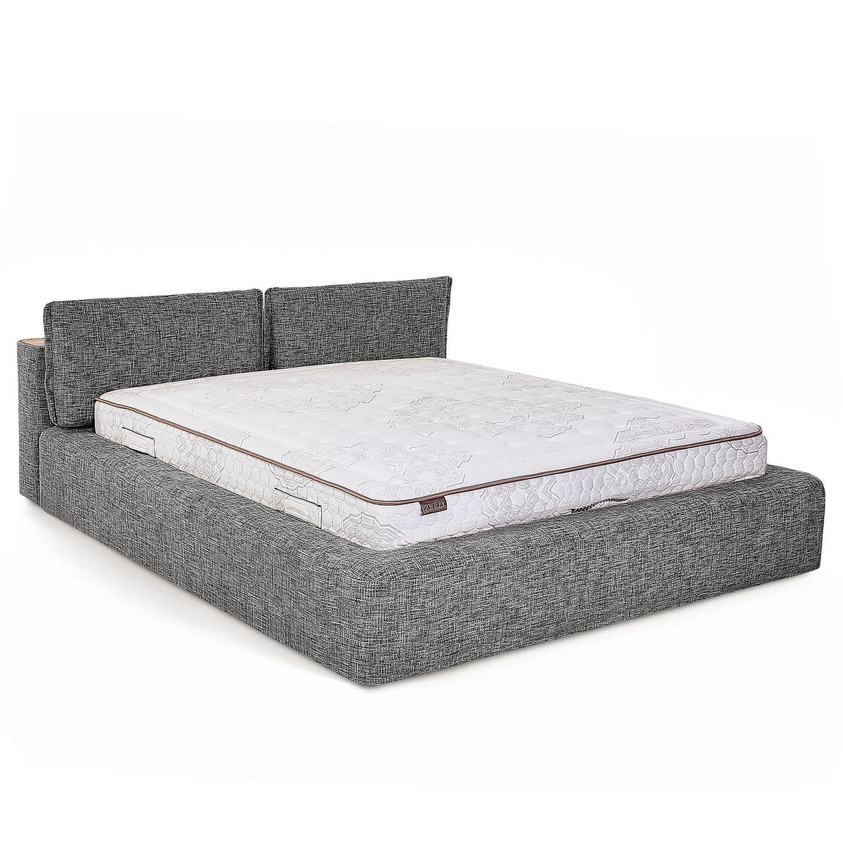 POLSTERBETT - Graubraun, Textil (180/200cm) - home24