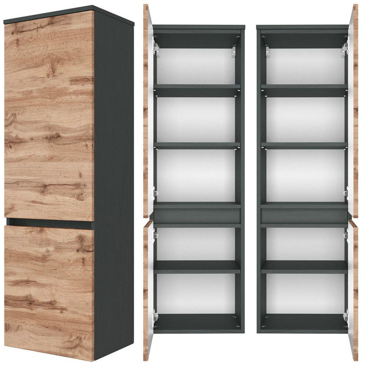 BADMÖBEL-SET 5-TLG. Lourosa-03 - Braun/Grau, Holzwerkstoff (240/200/47cm) - Lomado